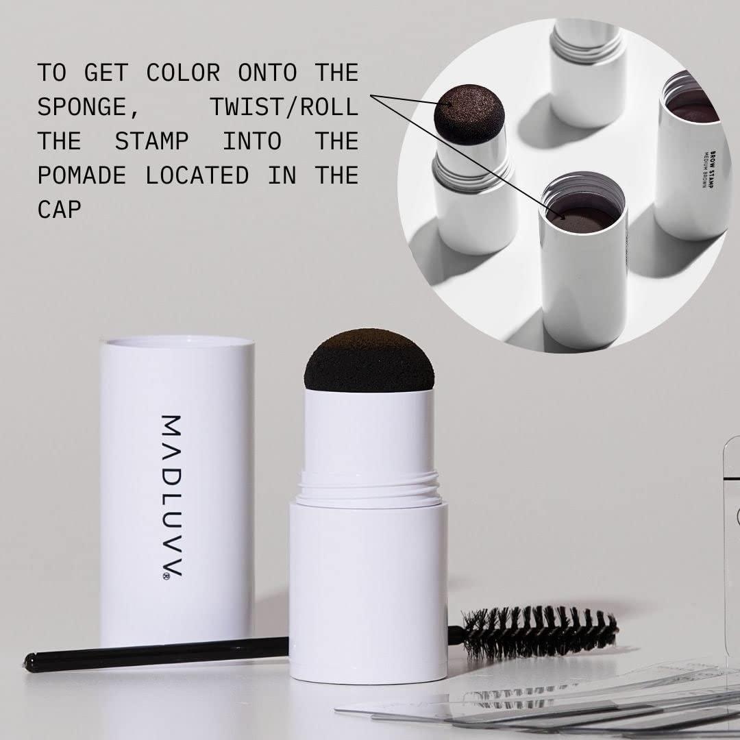 MADLUVV MADLUVV Eyebrow Stencil Kit - Easy-to-Use, Natural Look, 6 Popular Shapes, Used by Professionals - Includes Stamp, Stencils, Spoolie, and Travel Bag (Medium Brown)