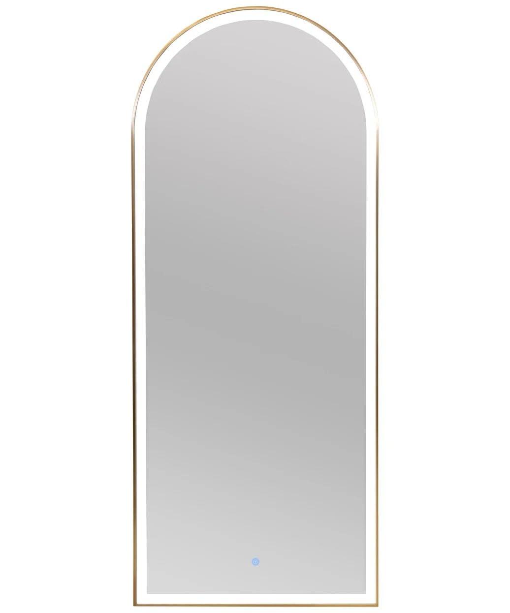 Pibbs Industries Pibbs Utopia 72 Arched LED Salon Mirror for Professional Salons & Barbershops, Built-in Dimmable LED Light, On/Off Button, 30\" W x 72\" H, PIB-19MIR (Gold)