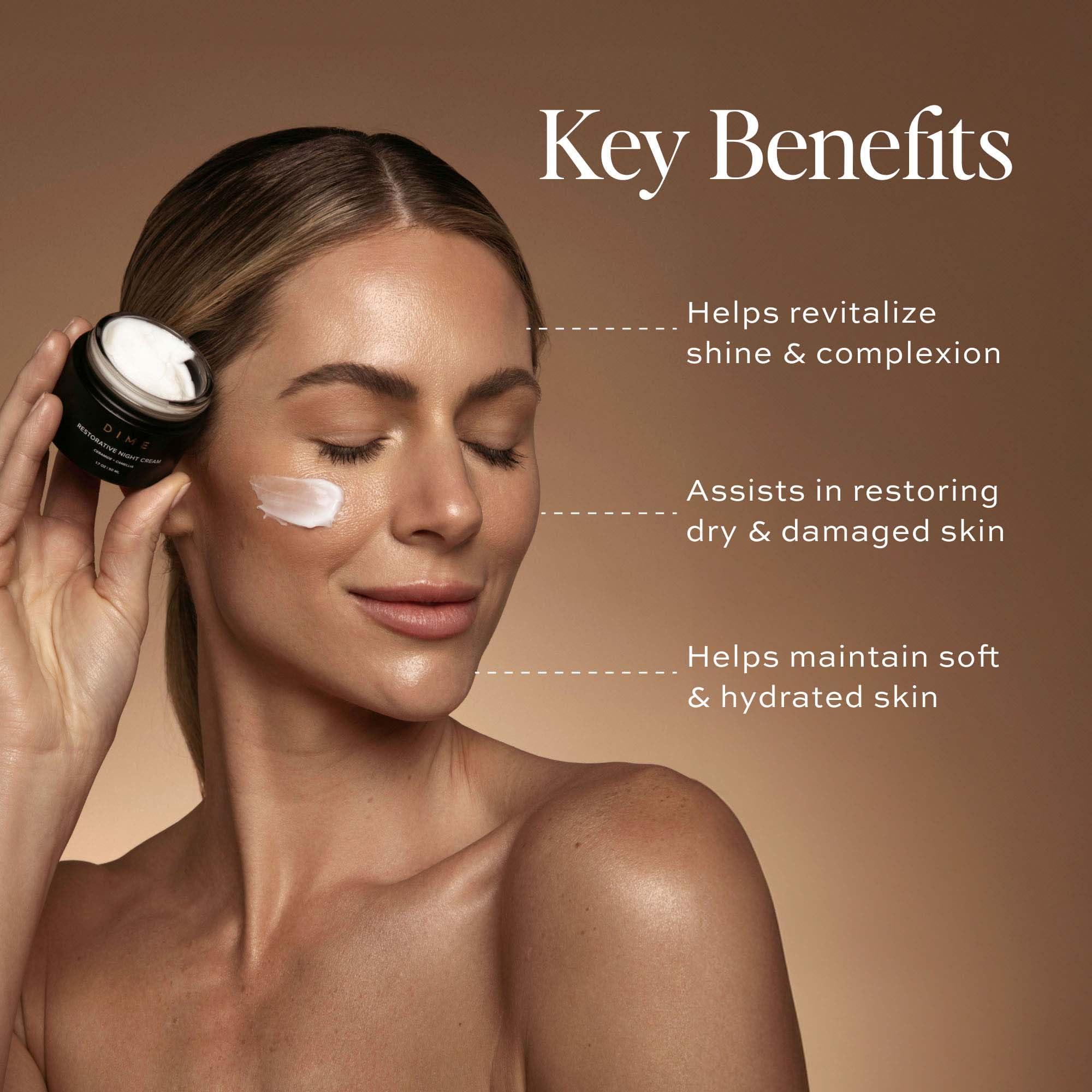 Dime Dime Beauty Restorative Night Cream, Facial Moisturizer with Ceramides and Sea Buckthorn, 1.7 oz / 50 ml