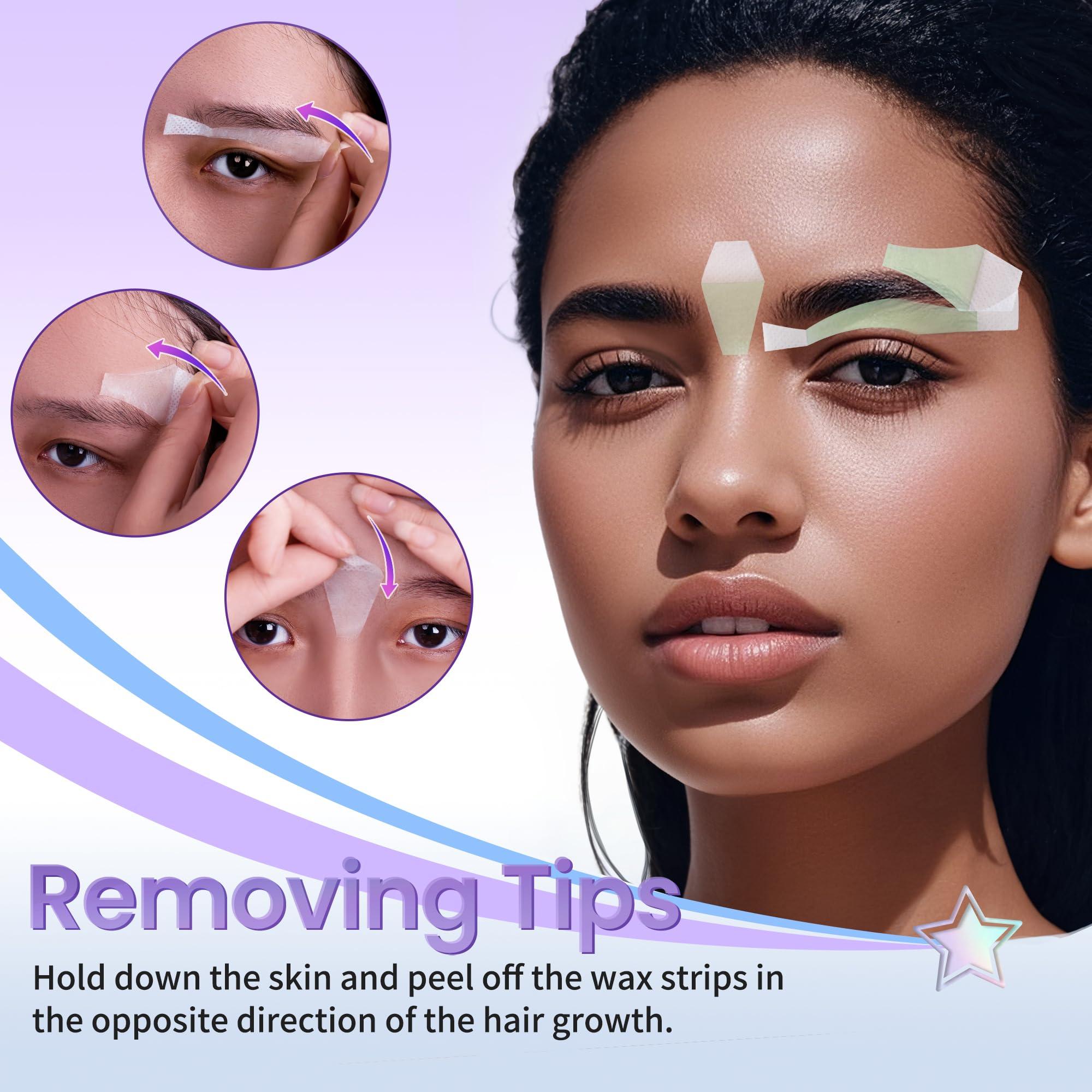 LAWINK Eyebrow Wax Strips Kit Facial Wax Strips for Hair Removal 24 Strips 4 Calming Oil Wipes Mouth waxing wax Eyebrow hair removal Facial Hair Removal for Women LAWINK (Eyebrow)