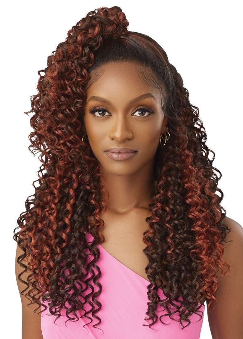 Outre Outre Airtied 100% Fully Hand-Tied Wig - Human Hair Blend - Dominican Curly 22\" (1B)