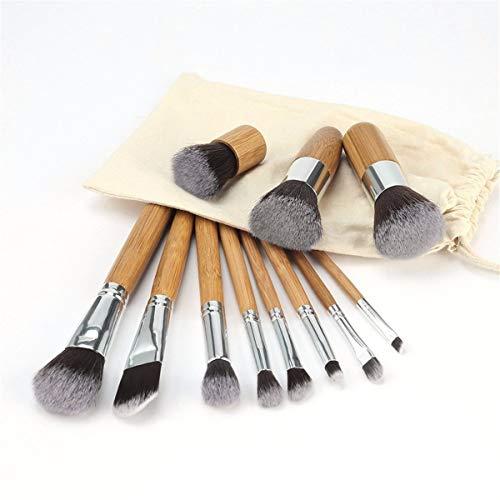 AnHua AnHua 11 Pcs Professional Natural Bamboo Makeup Brushes Powder Foundation Blending Brush Tool Set Women Beauty Brushes Kit