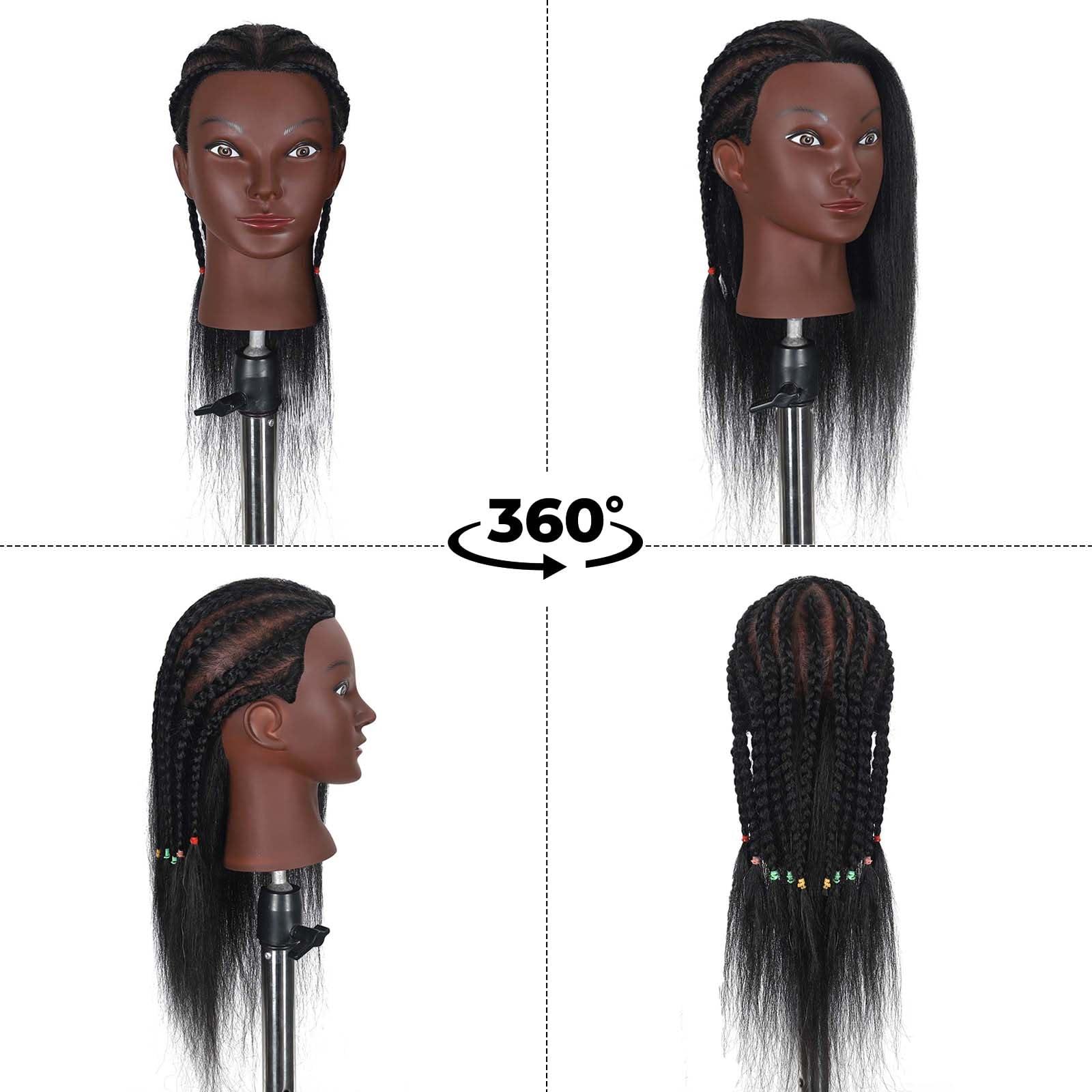 Opini Opini 16\" Mannequin Head Human Hair with 100% Real Hair Cosmetology Mannequin Doll Head for Hairdresser Practice Braiding Hairstyling with Free Table Clamp Stand (16 Inch)