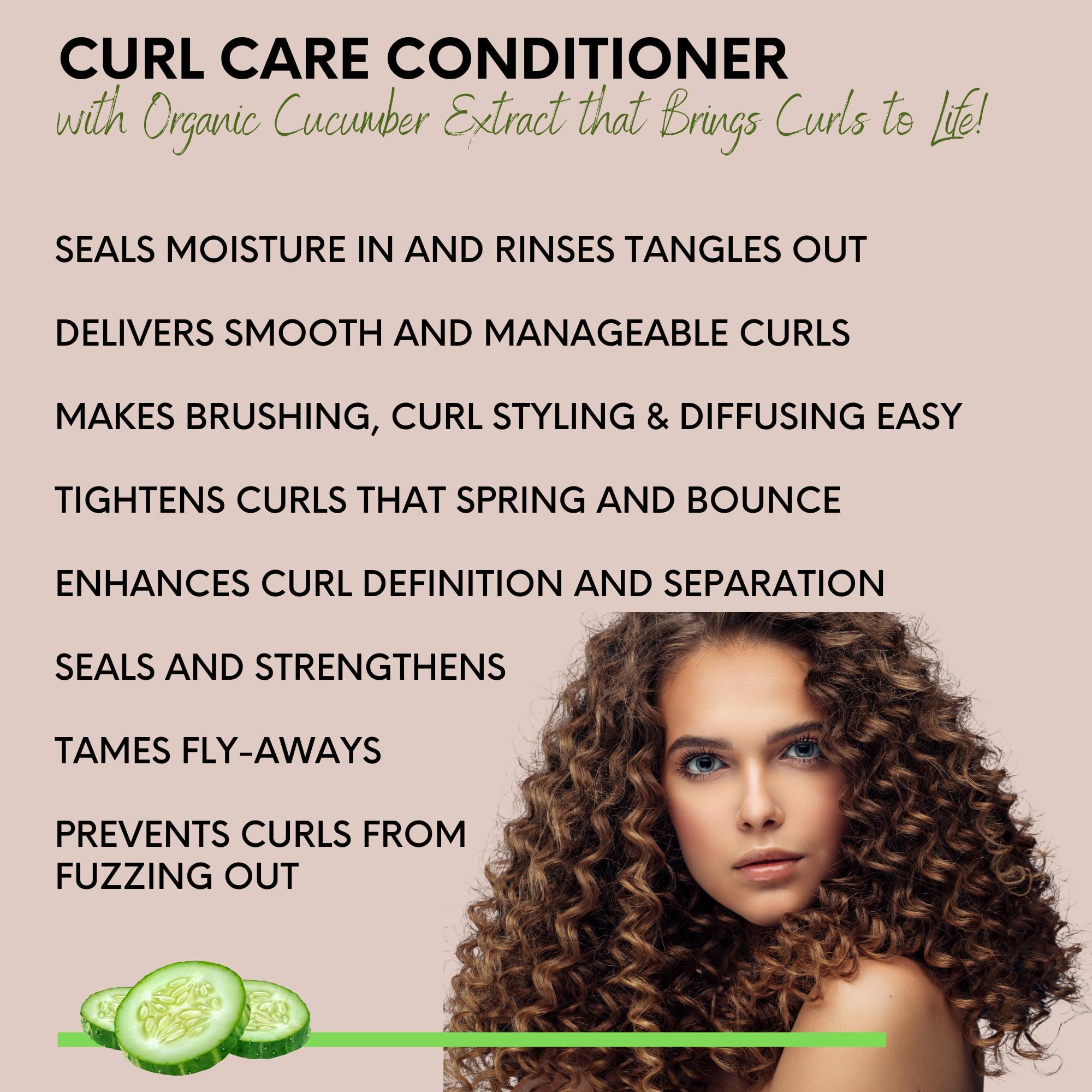 DermOrganic DermOrganic Organic Cucumber Curl Care Shampoo plus Conditioner Sulfate-Free, Color Safe, Hydrating, 17 oz