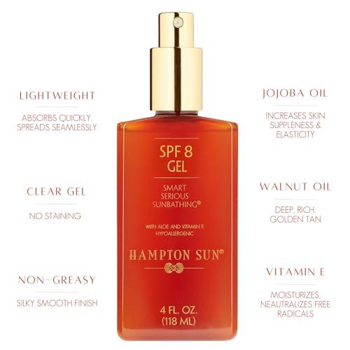 Hampton Sun Hampton Sun SPF 8 Classic Sun Gel, Ultra-Hydrating Luxury Sunbathing Gel, Walnut Oil for Deep, Rich, Long Lasting Tan, Anti-Aging with Jojoba Oil, Vitamin E + Aloe Vera, Silky, Lightweight Finish