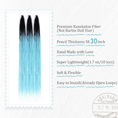QUISDUIS Quisduis 30 Inch Arctic Blue Dreadlock Extensions, 40 Strands Synthetic Single Ended Dreads Thin Soft Crochet Dreads Extensions Hippie Style Dreadlock for Woman