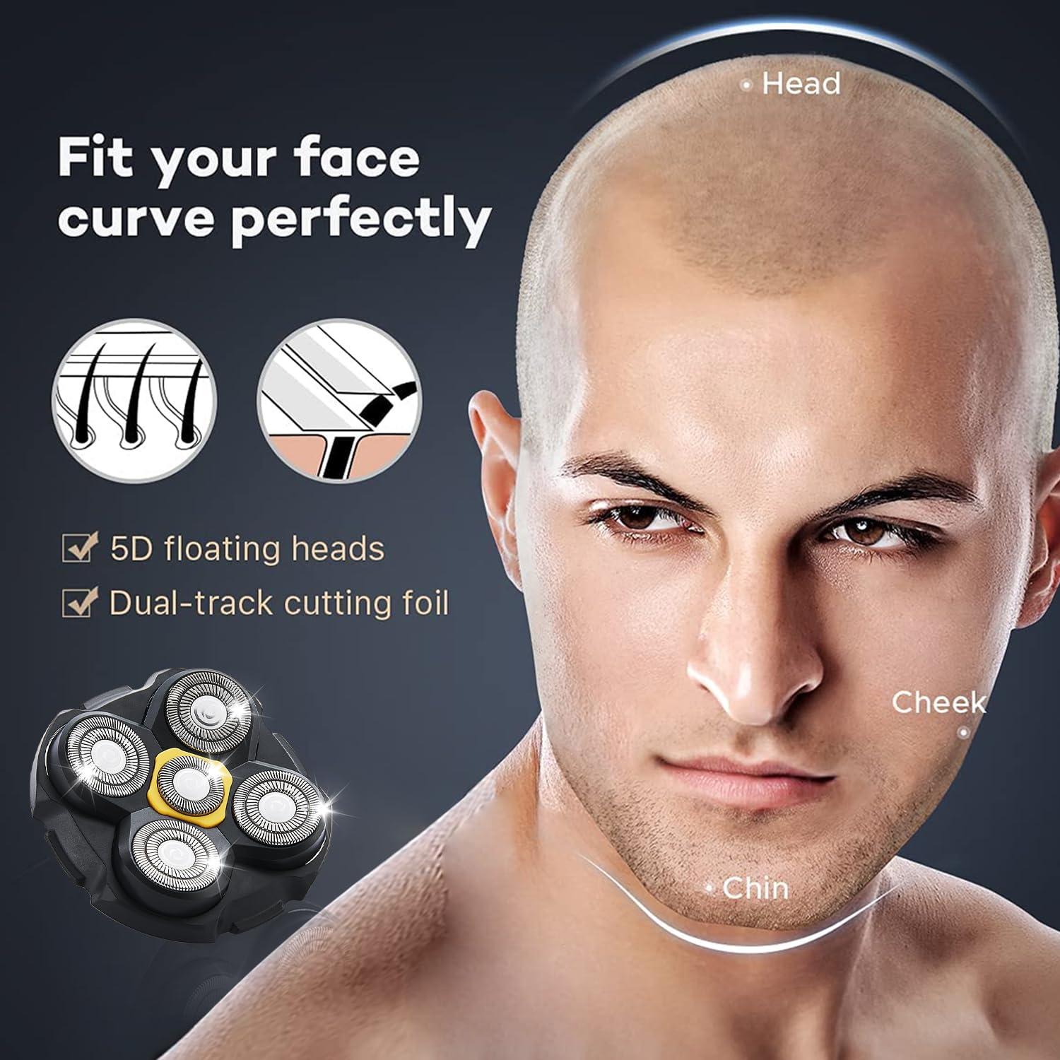 TGSBHIO Shaver Replacement Heads Compatible with Microtouch Titanium Head Shaver, for Bald Men 4 Pack