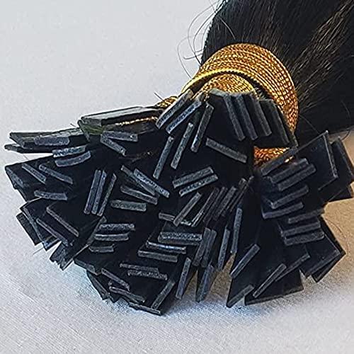 RJ HAIR RJ Hair Flat Tip Human Hair Extensions 30inch Kinky Straight Pre Bonded Hair Extensions I Tip Human Hair Pre Bonded Hair Keratin Hair Coarse Yaki 100 Strand (26inch 100Strand, #1(Jet Black))
