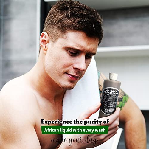 HERBOGANIC HERBOGANIC African Black Soap Liquid, Paste & Soap Bar,100% Raw Pure Natural From Ghana Face & Body Wash Supports Moisturizing,Dry Skin, Scars and Dark Spots (16 Oz Each)