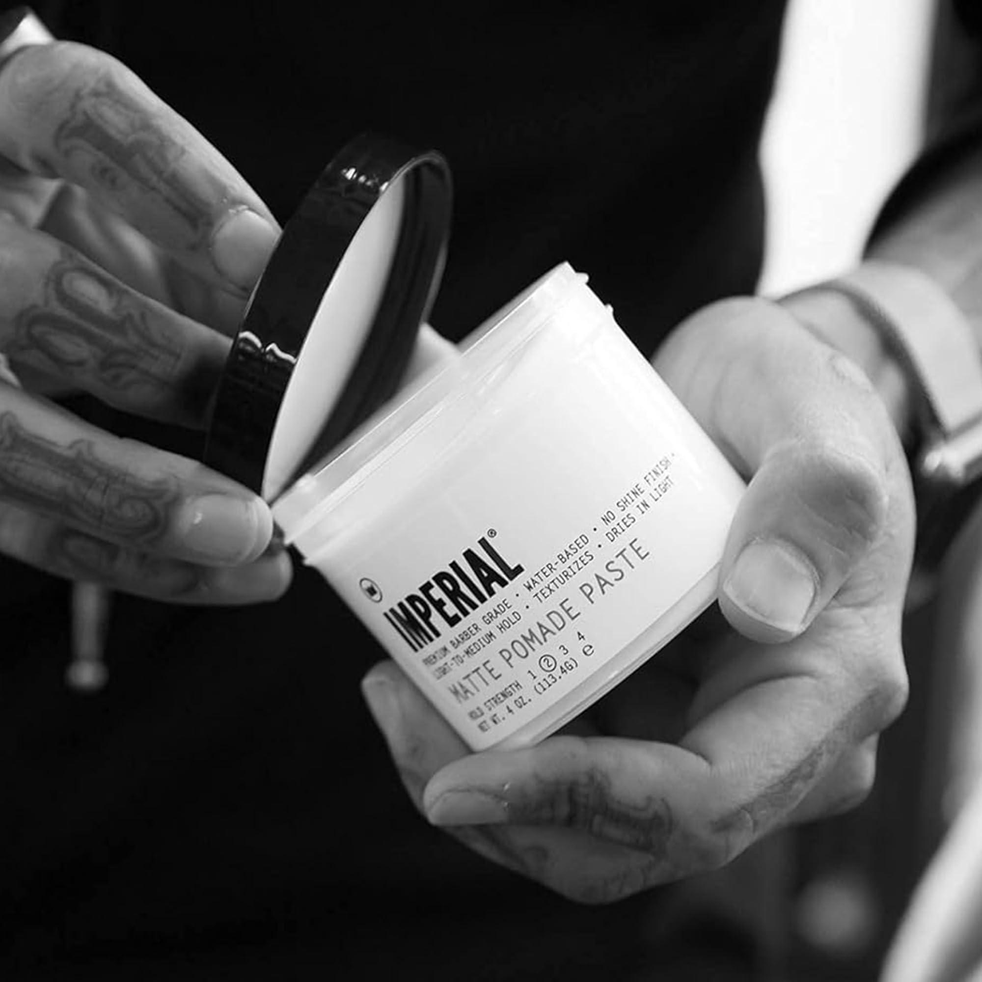 Atlas Supply Chain Consulting Services Imperial Barber Grade Products Matte Pomade Paste Light-Medium Hold, Natural, No-Shine Finish, Non-Greasy, Add Volume - 5 oz