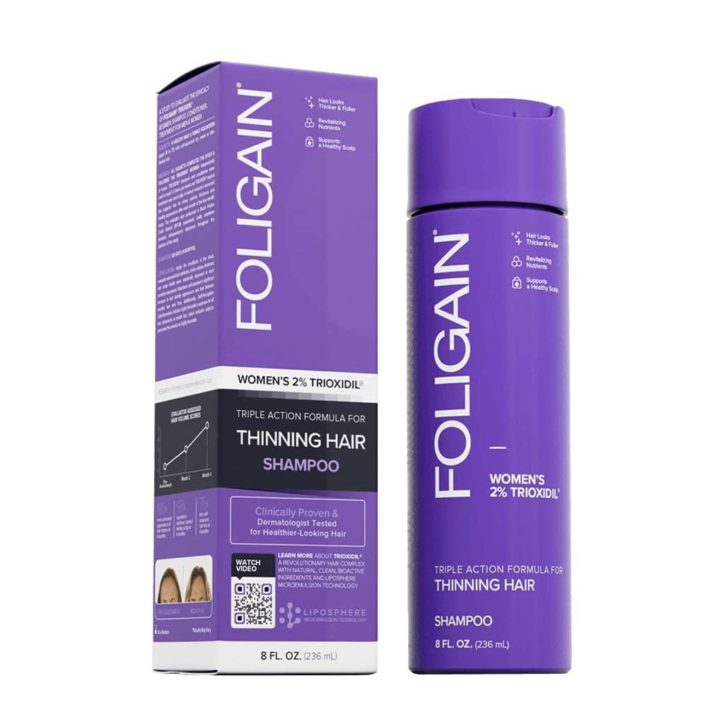 Foligain Foligain Triple Action Shampoo For Thinning Hair, Women’s Volumizing Shampoo with 2% Trioxidil, 8 Fl. Oz. (WRGroup)