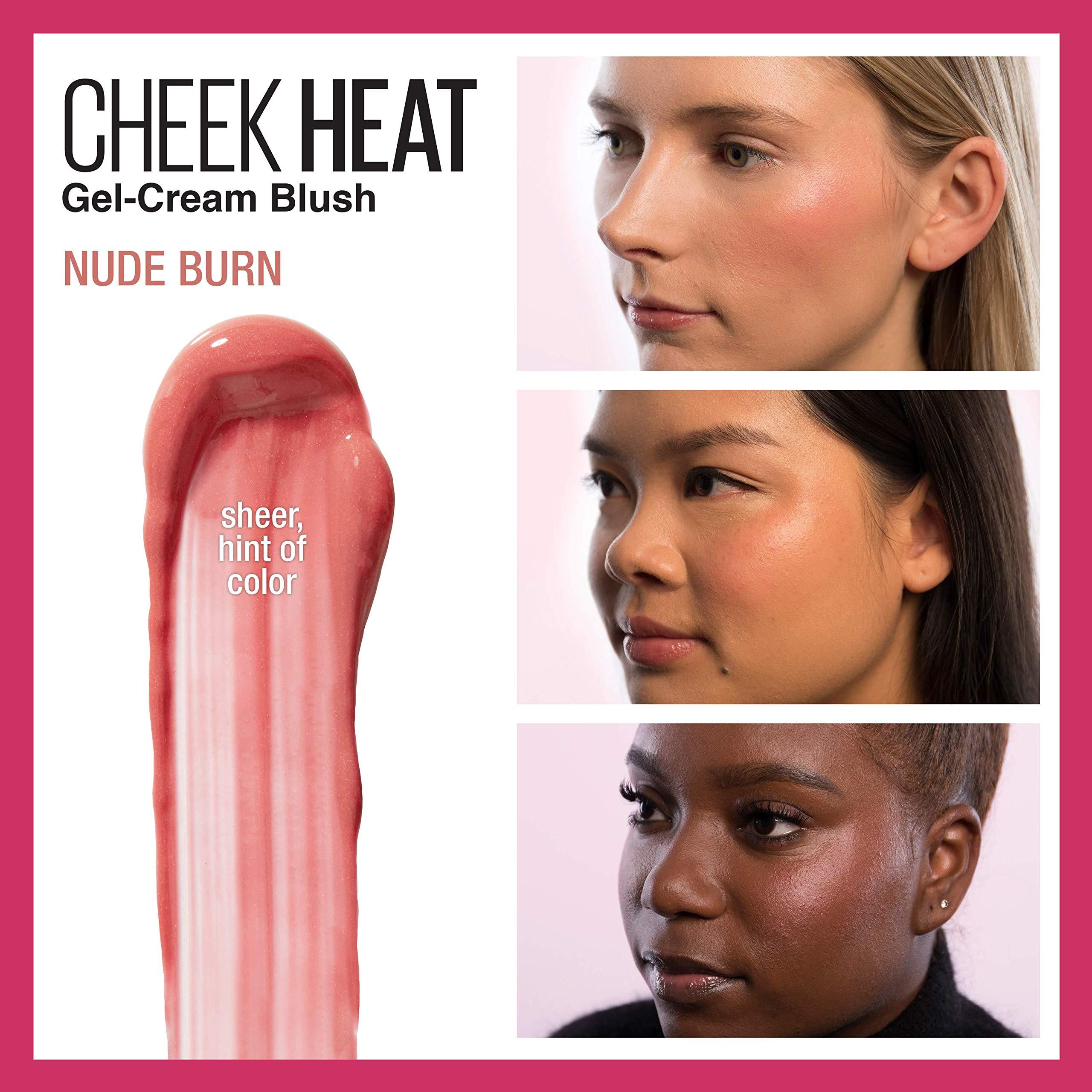 MAYBELLINE Maybelline Cheek Heat Gel-Cream Blush Makeup Bundle with Nude Burn and Coral Ember Shades, Lightweight Feel, Dewy Finish, Oil-Free, 1 Count Each