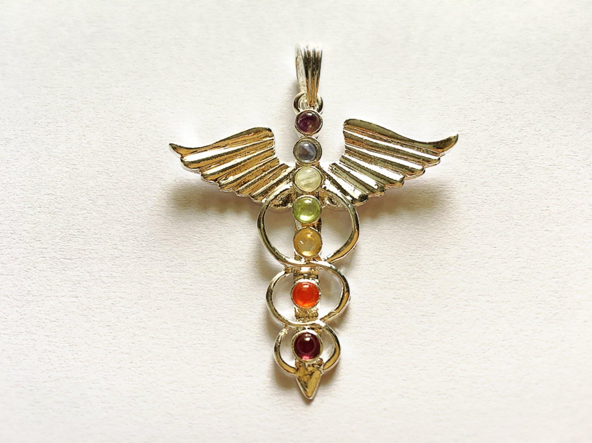 Vaibhav Jewels 7 Chakras Crystal Healing Energy Angel Wings Metal Healing Reiki Chakra Pendants Chakra Balancing, Chakra Healing, Spiritual Energy,Crystal Healing,Balancing Energy,Emotional Healing Energy, Healing
