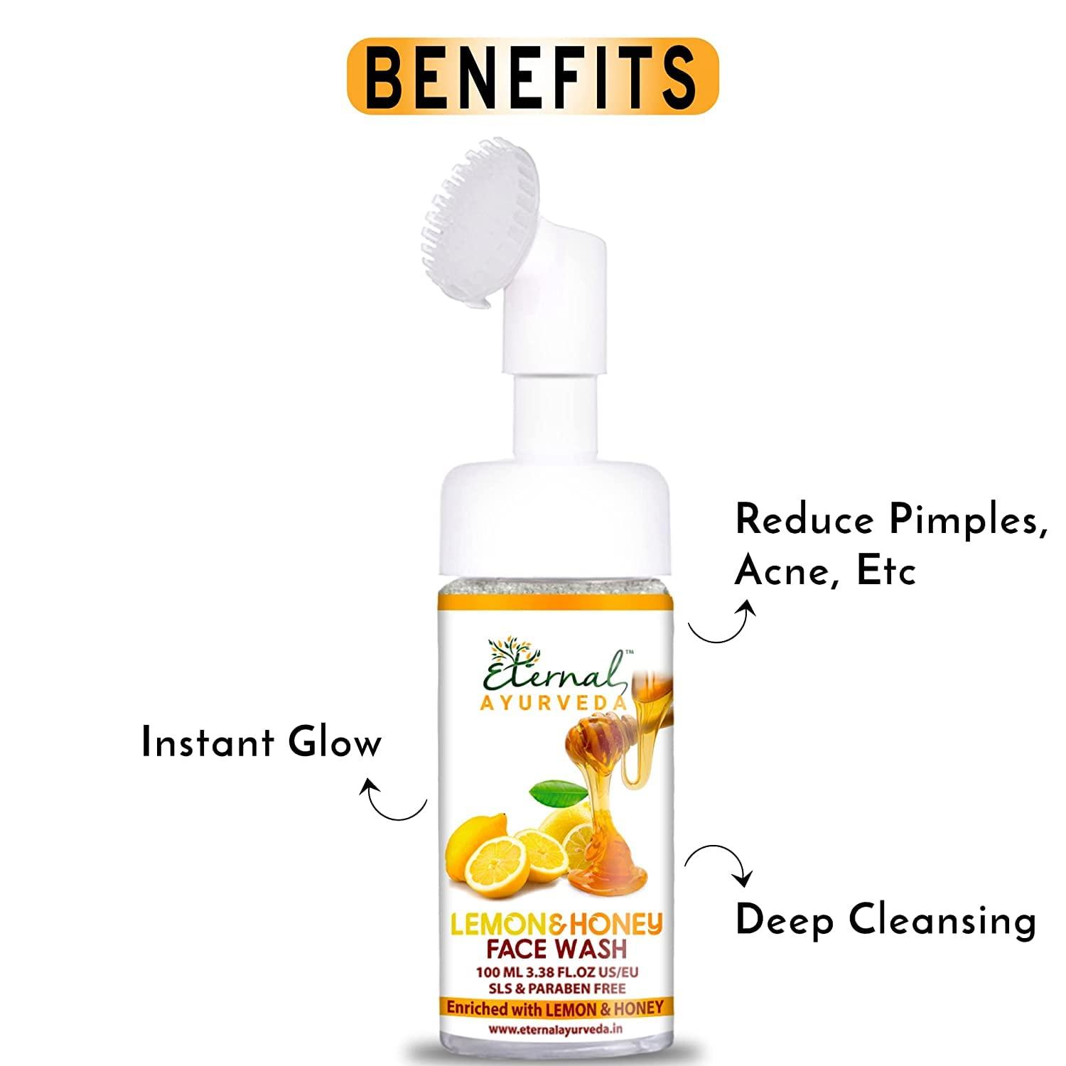 ROSEVILLA ROSEVILLA Eternal Ayurveda Lemon & Honey Face Wash - 100 ML bottle with inbuilt brush