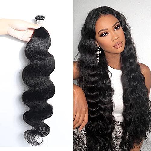 iVogue Hair #1 #2 #4 Long Body Wave I Tip Microlinks Hair Extensions Indian Natural Wavy Virgin Bulk Hair For Women 100% Human Hair For Salon (#1, 30inch)