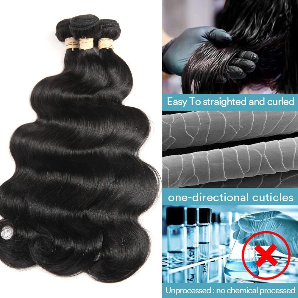 Yifute 34 Inch Long Body Wave Bundle Human Hair Black Extensions Weave Bundle Wavy 100% Unprocessed Remy Sew in 1 Single Bundle Human Hair 12A Brazilian Body Wave Double Weft (34 Inch, Single bundle)
