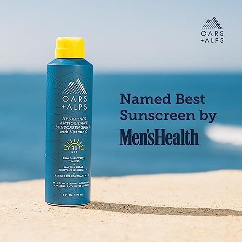 Oars + Alps Oars + Alps Hydrating SPF 30 Sunscreen Spray, Infused with Vitamin C and Antioxidants, Water and Sweat Resistant, 6 Oz, 2 Pack