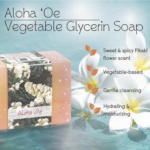 Nabila K Glycerin Bar Soap Aloha 'Oe Scent - Natural, Vegan-Friendly, Hypoallergenic - Moisturizing and Hydrating with 100% Vegetable Glycerin - Sulfate-Free, Paraben-Free, Chemical-Free - 4.5 oz