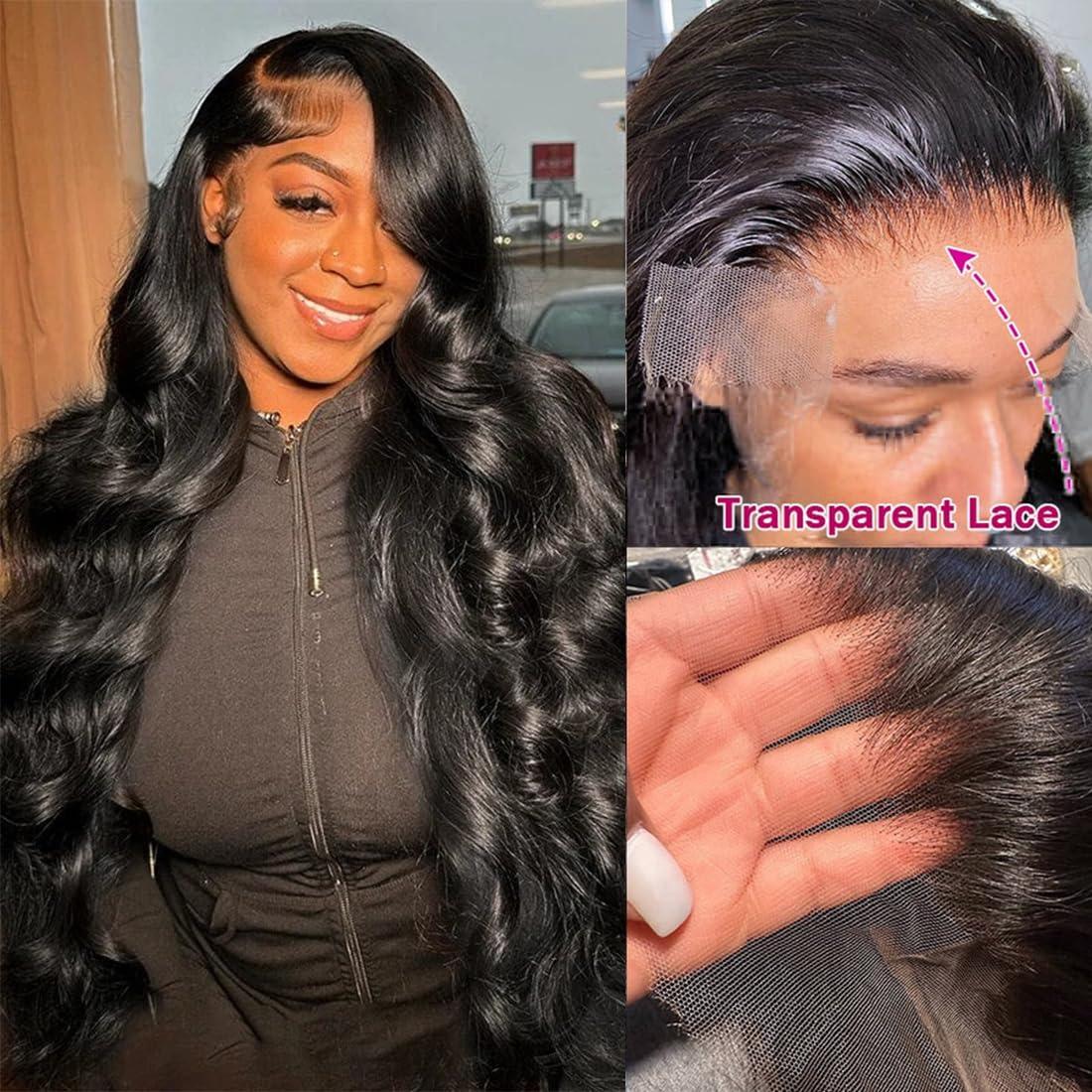 WXG 26 Inch 13x6 Body Wave Lace Front Wigs Human Hair Pre Plucked HD Transparent Lace Frontal Glueless Wigs Human Hair with Baby Hair for Women