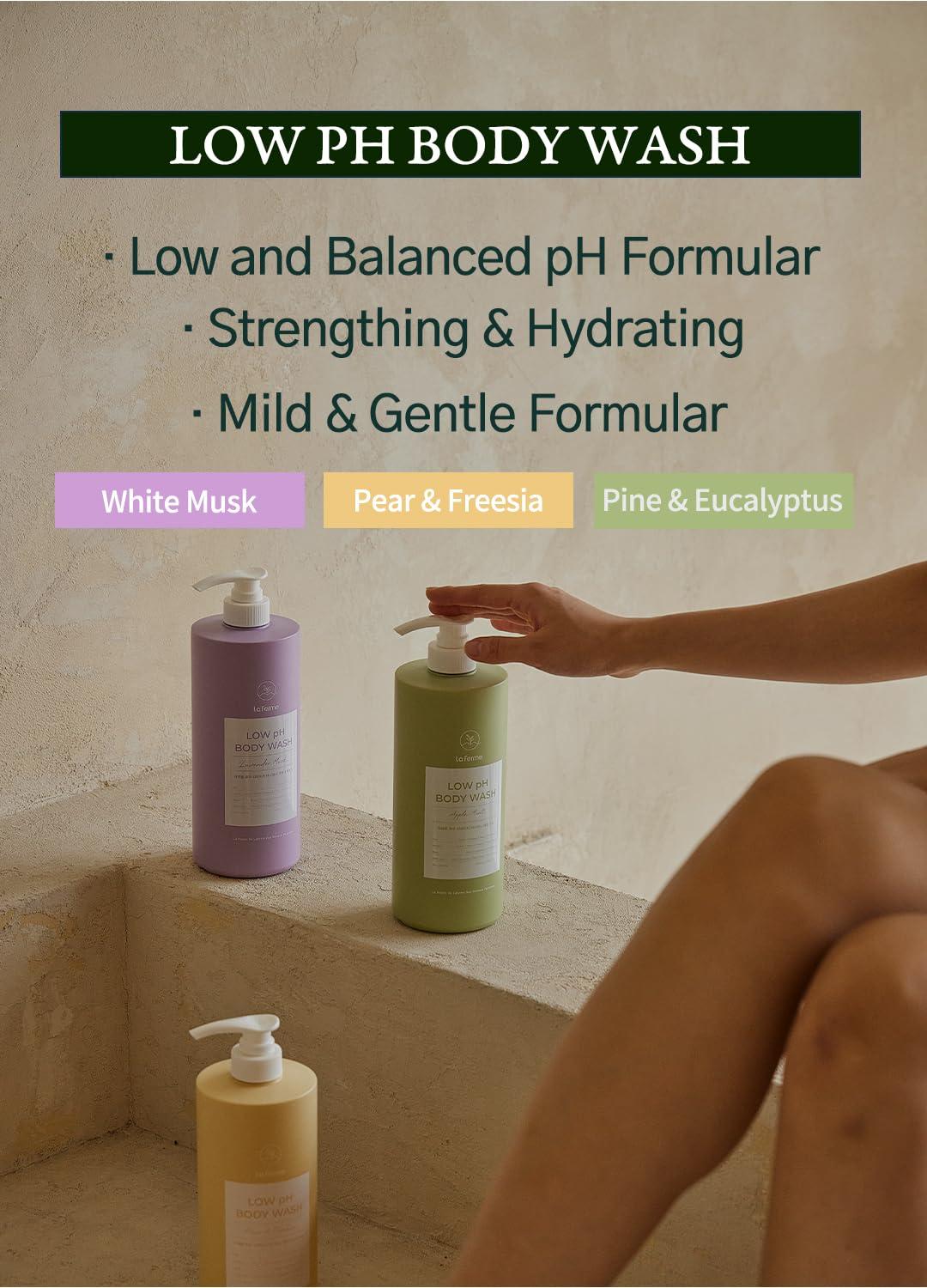 laferme laferme Low pH balanced Gentle Korean Body Wash with Natural & Organic Ingredients, Hypoallergenic for Sensitive Skin, Moisturizing & Hydrating for Dry Skin, For Women & Men, 33 Fl Oz, Pear & Freesia