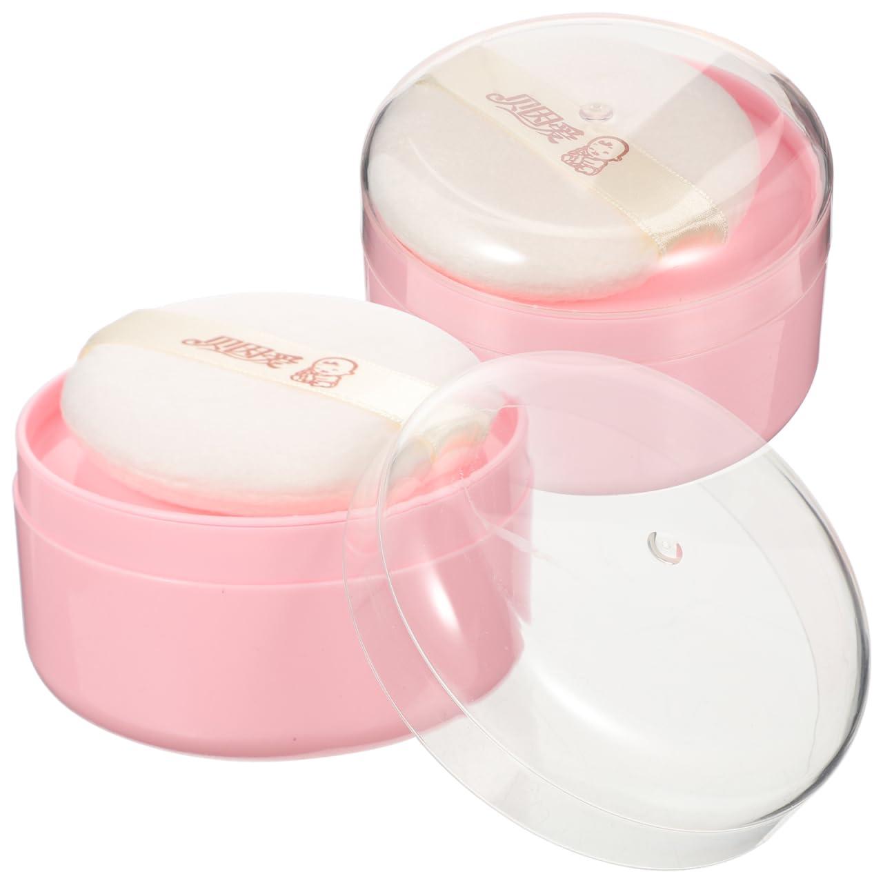 KOMBIUDA KOMBIUDA 2Pcs Loose Powder Puff Containers with Puffs Dusting Powder Boxes for Body Powder Travel-Friendly Cosmetic Puff for Home -go Use