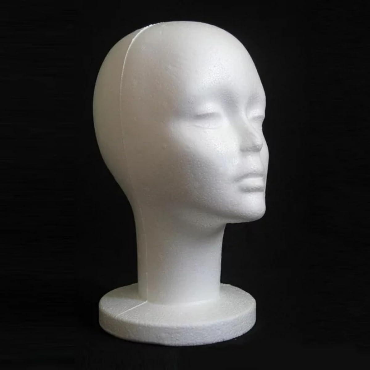 Easnea Easnea White Polystyrene Foam Mannequin Male/Female Mannequin Head Stand Model Wigs Hair Mannequins Heads Scarf Hat Cap Holder Craft Foam Wig Head for Hair Salon, DIY, Shop (Style D)