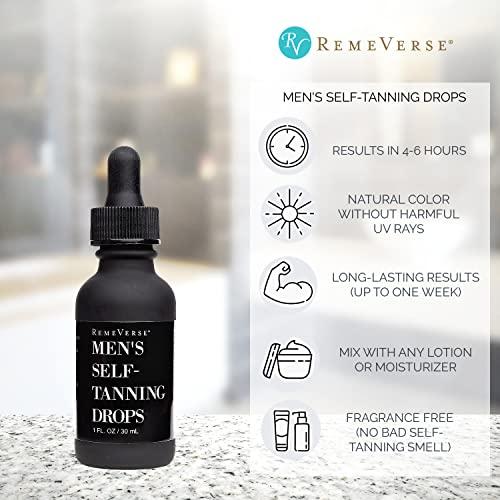 RemeVerse Men’s Self-Tanning Drops by RemeVerse: Sunless Tanner Formulated for Men to Achieve Natural-Looking Color & Even Skin Tone, 1 FL OZ.