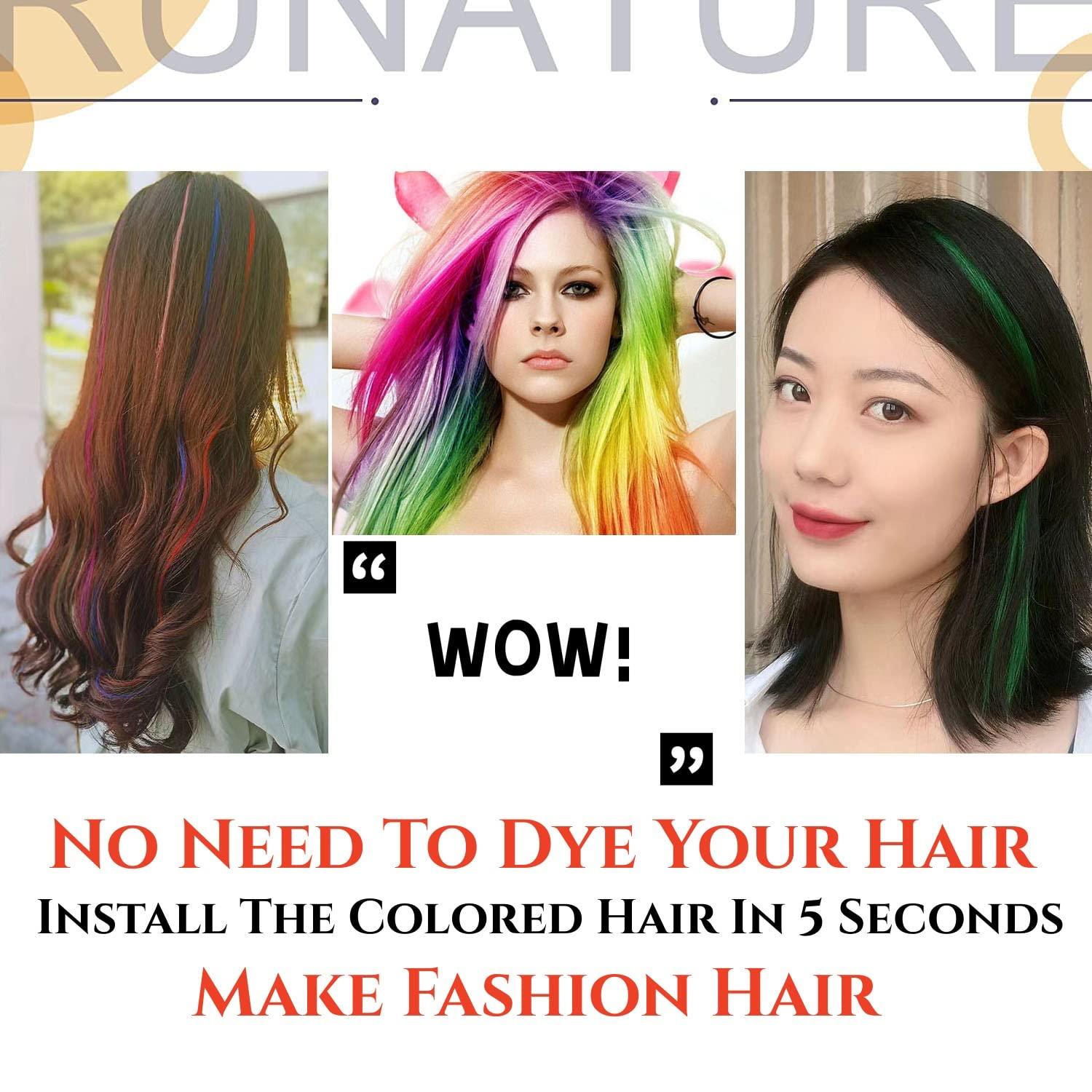 Vieuinaux Vieuinaux 50 Strands/lot Colored I Tip Human Hair Extension For Womens Girls Kids Gift Rainbow Highlights Hair Extensions With Micro Beads And Pulling Needle (12INCH/30cm, Blue)