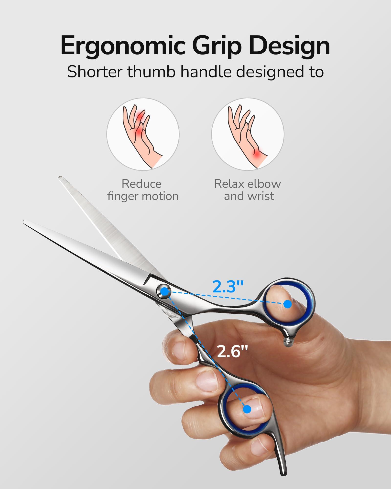 ULG Hair Cutting Scissors, ULG Professional Hair Scissors 5.5 inch Right-Hand Razor Edge Barber Scissors Salon Hair Cutting Shears Made of Japanese Stainless Steel, Hand Sharpened Blue