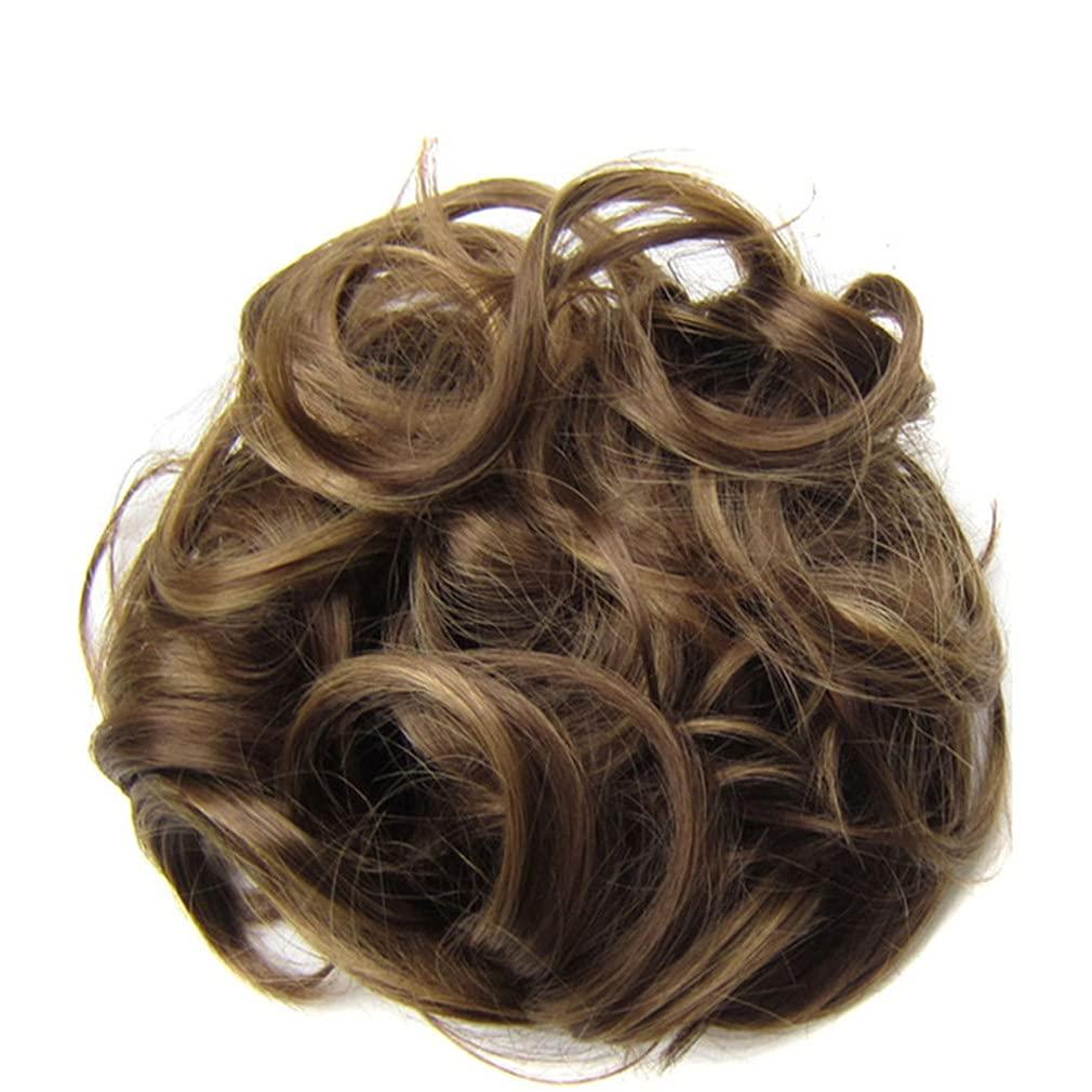 STREJHYT Curly Messy Chignon Wave Synthetic Hair Bun Hair Extensions Elastic Hairpiece Headwear For Women Brown Black Q6 Color 9H19