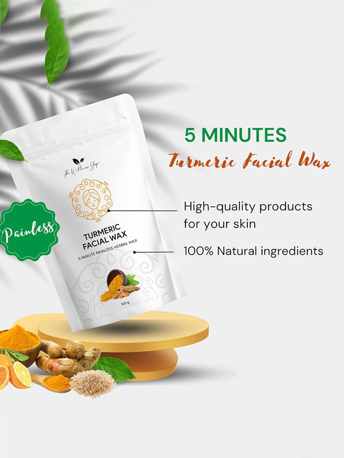 EUREKA ONLINE SHOP Generic Turmeric Facial Wax Powder For Leg| 5 Minute Painless Face Hair Removal Waxing Powder | Easy To Use At Home (100G) (Turmeric)