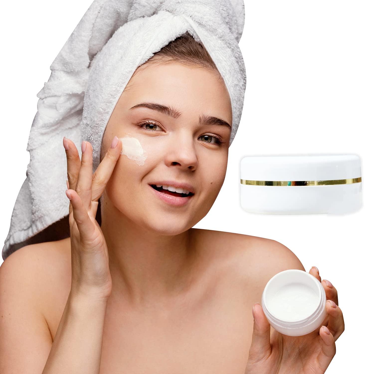 MYOC MYOC White Plastic Jar with Dome Lid 50gm (1.7 Oz) Refillable Make-up Cosmetic Jars Empty Face Cream Eye Shadow Lip Balm Lotion Storage Container Pot Case (Pack of 6)