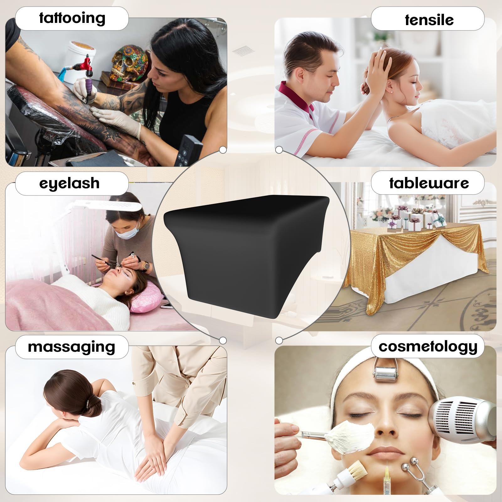 KIDOACOW KIDOACOW Black Lash Bed Cover Massage Table Cover Protector with Cut-Out for Leg Room, Stretch Rectangular Table Cover for 6FT Eyelash Extension Bed/Spa Bed/Message Bed(Strong Elasticity)