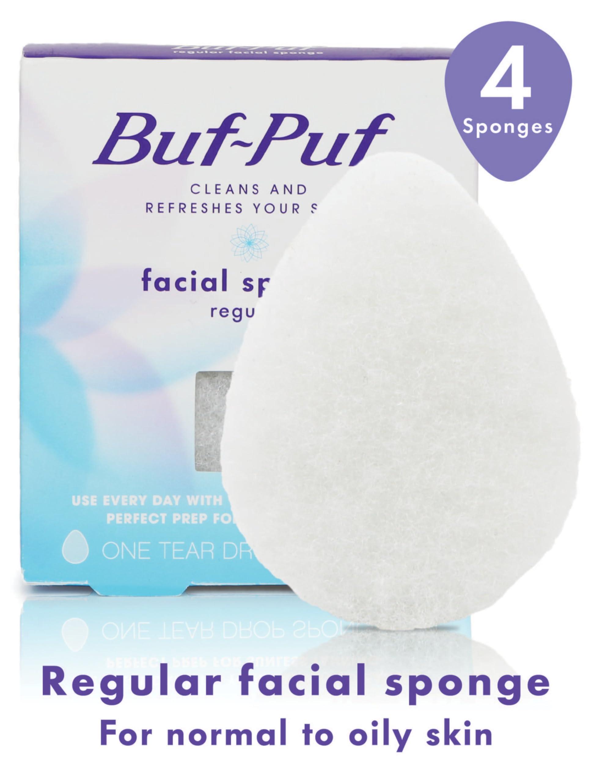 Buf-Puf Buf-Puf Dermatologist Developed Body & Facial Sponges, Cleanses & Exfoliates, Reusable, 2 Count, White with Blue Accents, Loofah Pads