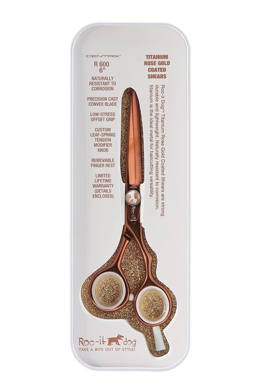 Cricket Cricket Centrix Roc-It Dog 6” Titanium Shear Professional Stylist Hair Cutting Scissor Lightweight, Rose Gold