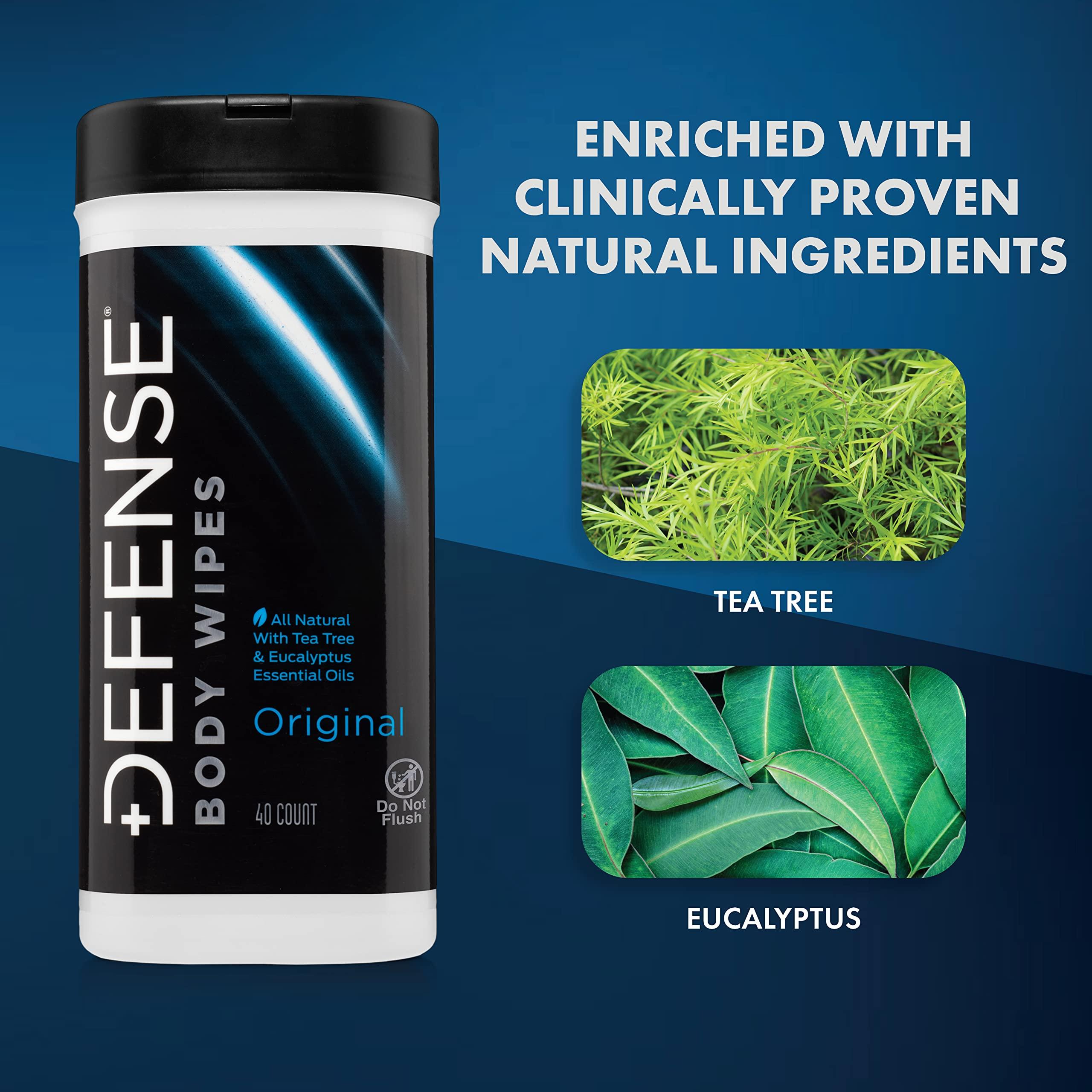 Defense Soap Defense Soap All Natural Body Wipes with Tea Tree Oil | Wrestling, Combat, Camping, Gym, Post Workout Shower Wipes for Men and Women. 40 Count