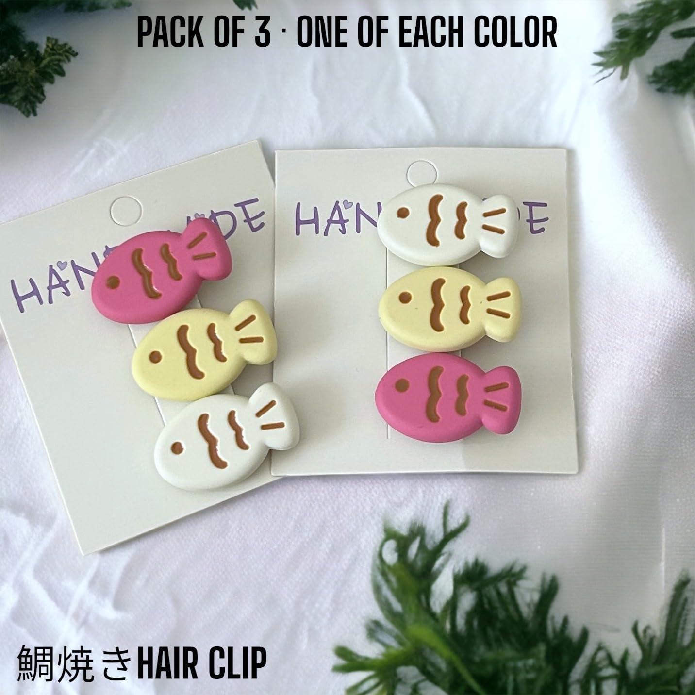 KOZUKI KOI FISH HAIR CLIP Fish Hair Claw Clips for Women Taiyaki hair Clips Fish Barrettes Japanese Hair Clips Japanese Accessories Kawaii Hair Ornaments Hair pin 3Pcs (Taiyaki)