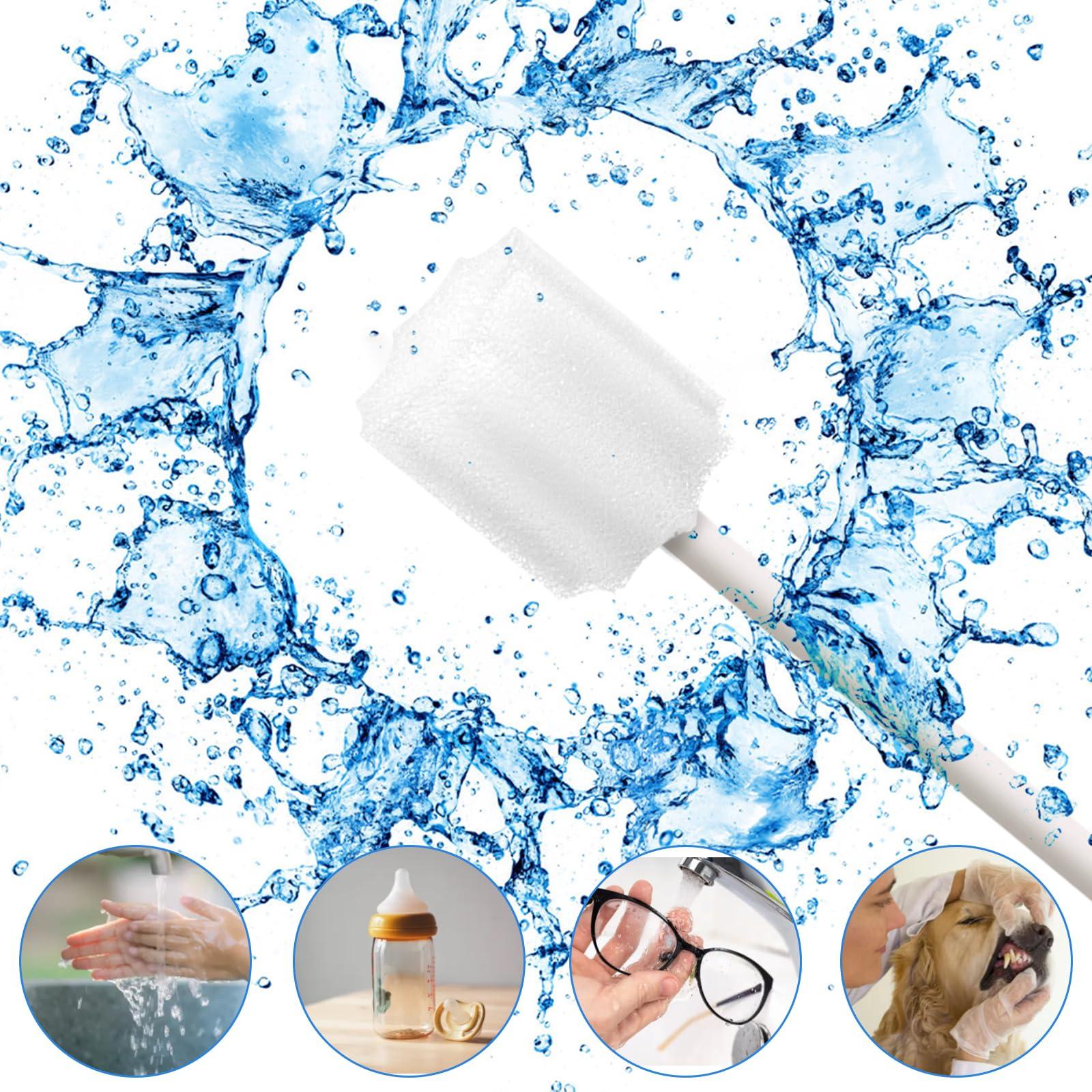 ZIZNBA Disposable Mouth Swabs Sponge - Unflavored & Sterile Oral Swabs Dental Swabsticks for Mouth Cleaning (WHITE-250PCS)