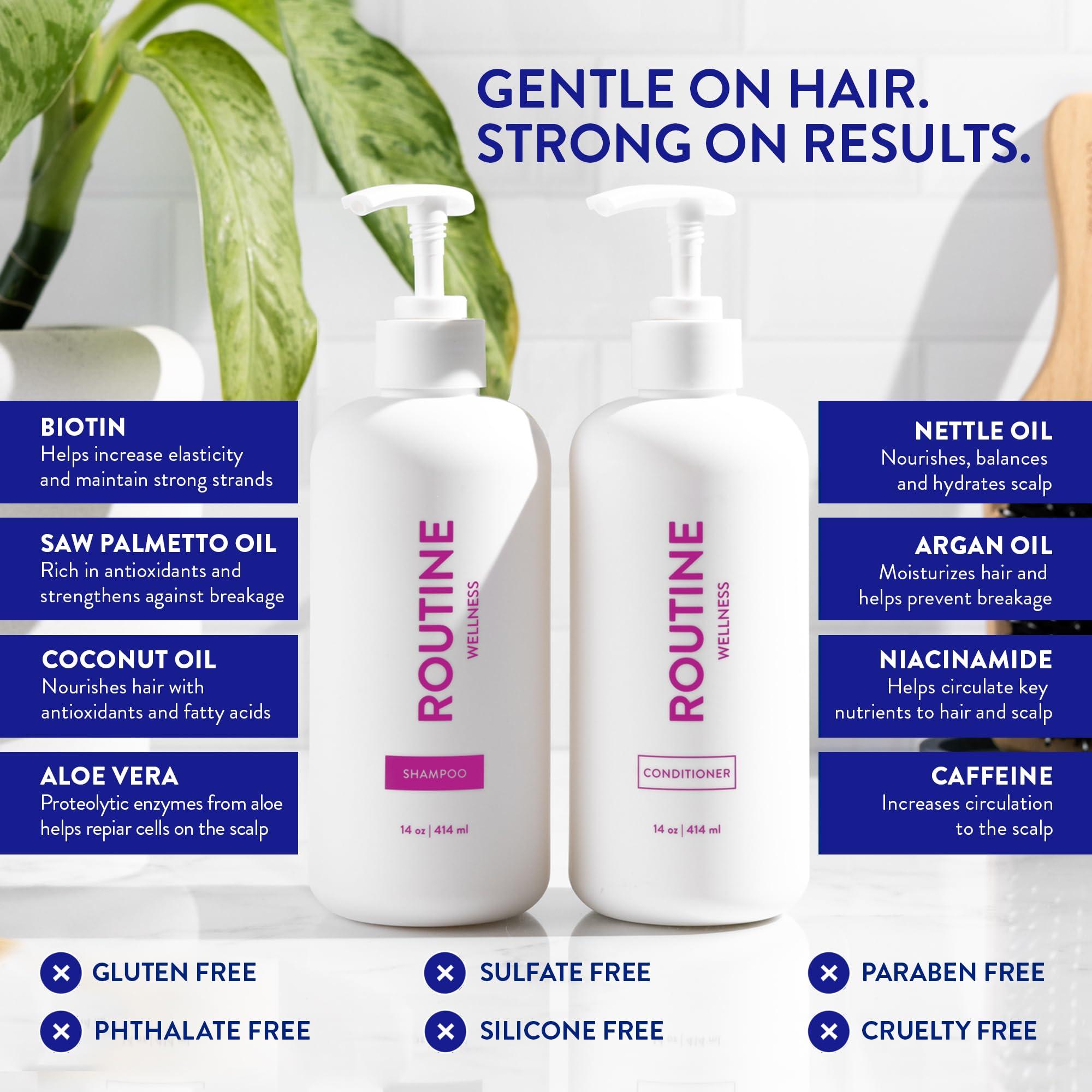 Routine Wellness Routine Wellness Anti-Thinning Shampoo and Conditioner Set for Thinning Hair - Biotin DHT Blocker Women & Men - Color Safe Shampoo for Hair Loss & Healthier Growth - Rose Hips (Pack of 2)