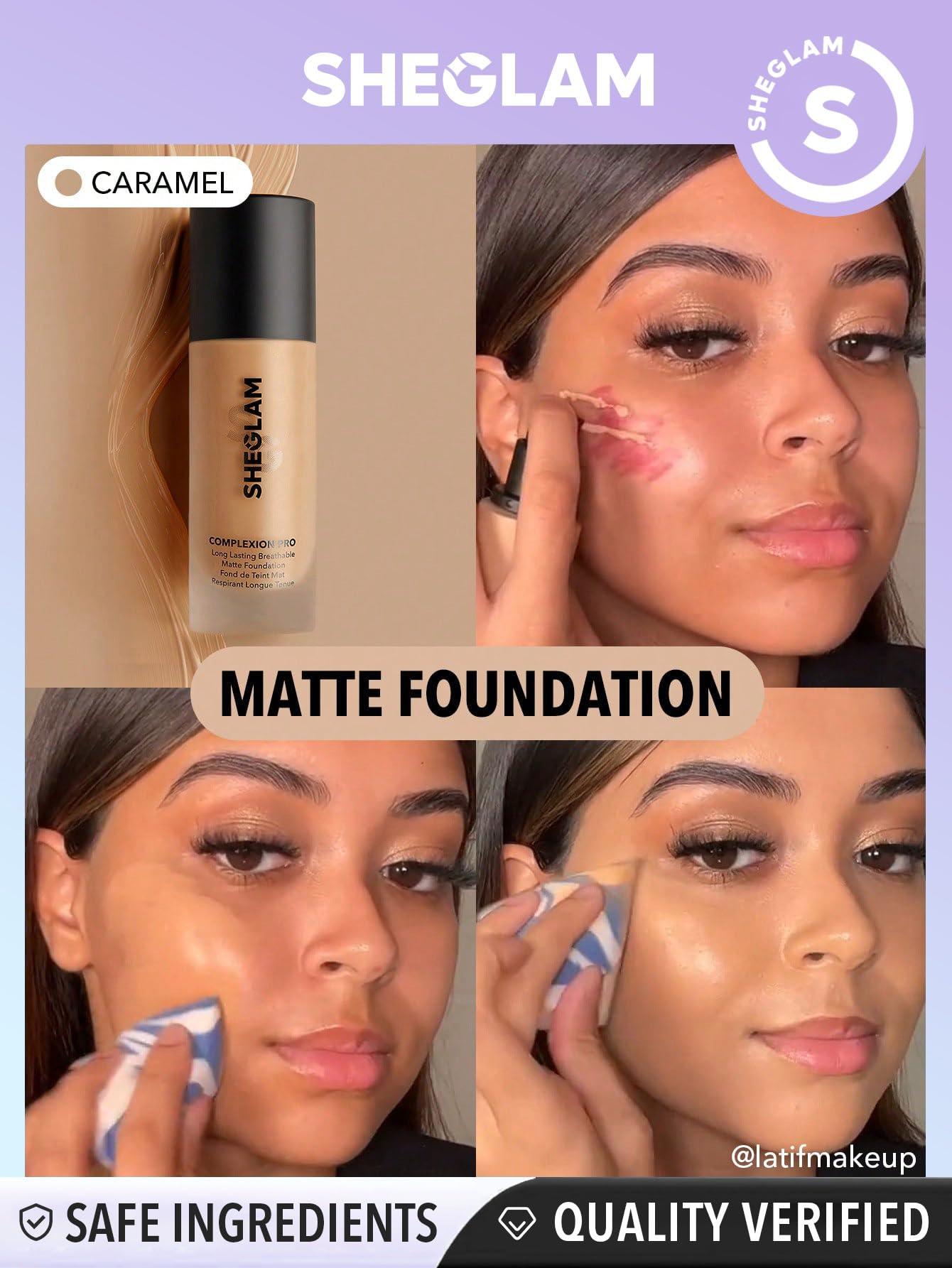 SHEGLAM SHEGLAM Full Coverage Foundation Makeup Long Lasting Waterproof Matte Dewy Liquid Foundation - Caramel