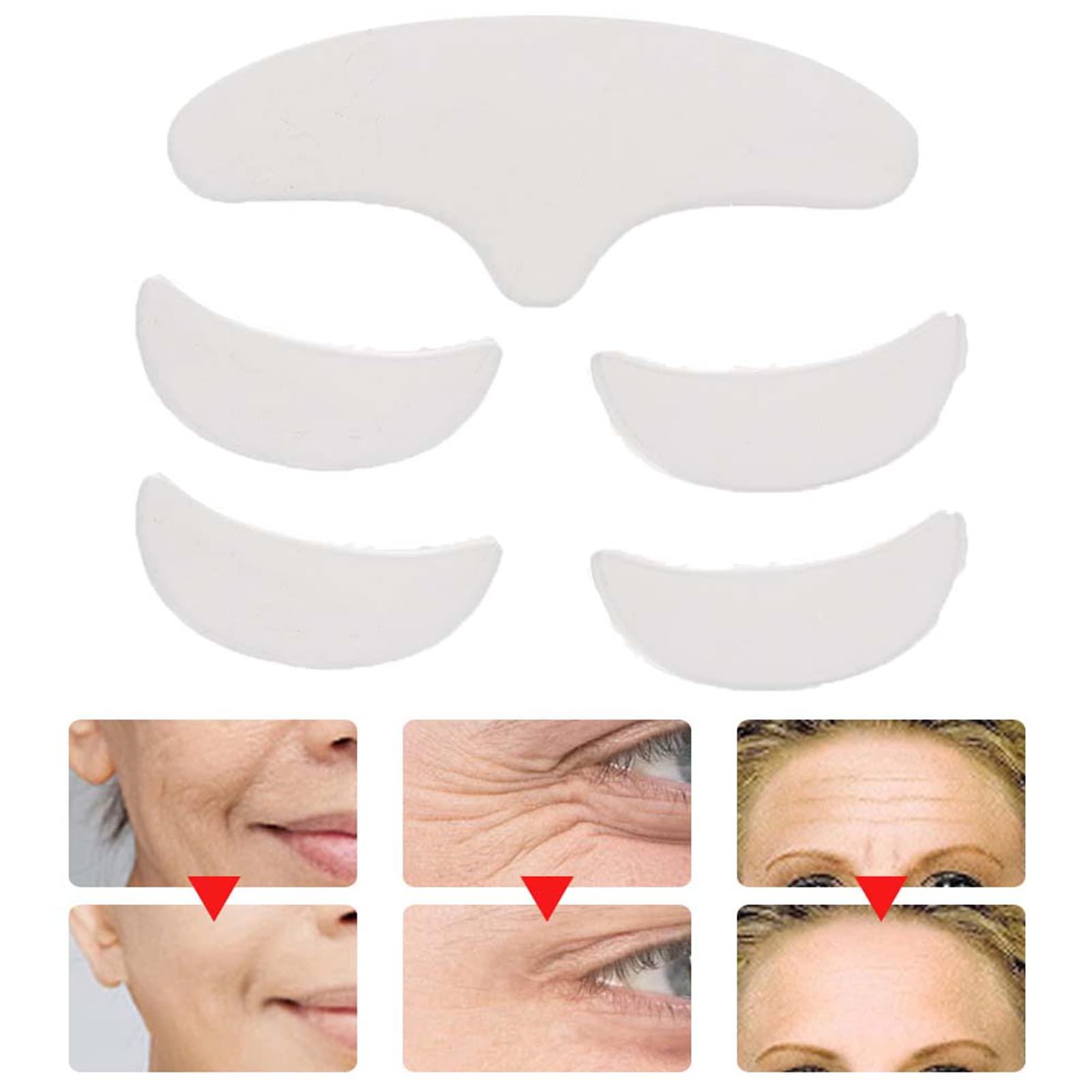 Psytfei Wrinkle Patches 5Pcs Anti Wrinkle Silicone Patch Pad Skin Lifting Reusable Washable Forehead Eye Face Patch for Women Reducing Eye and Upper Lip Wrinkles