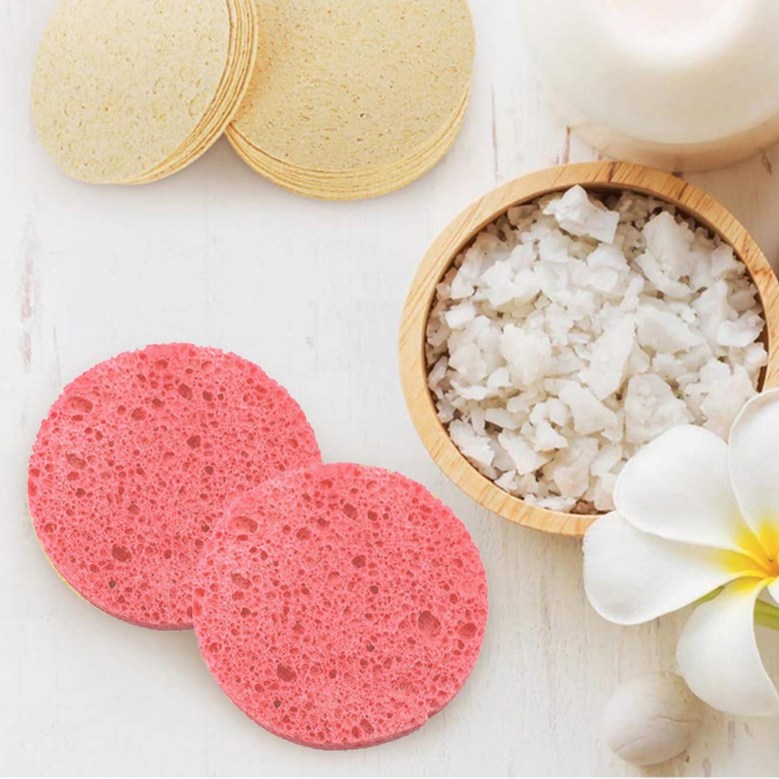 jyibinee jyibinee Soft Face Sponge Exfoliating 10pcs Reusable Kit Round Absorbent Compressed Natural Makeup Removal Spa Cleansing Pink 8 cm