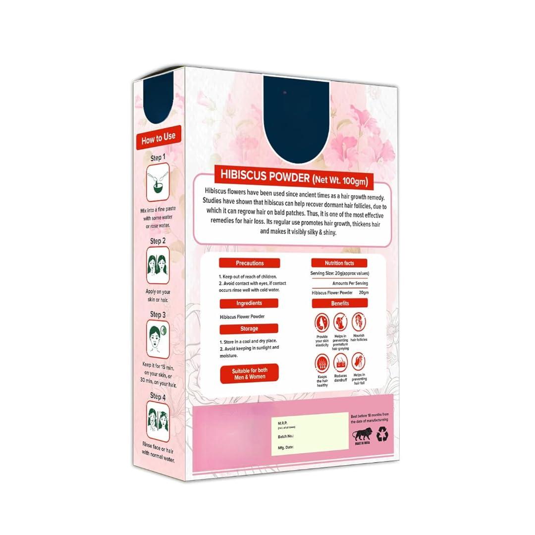 Generic Hibiscus Flower Powder for Face Pack & Hair Mask | Pure & Natural Hibiscus Rosa Sinensis Powder For Skin & Hair Care - 100g