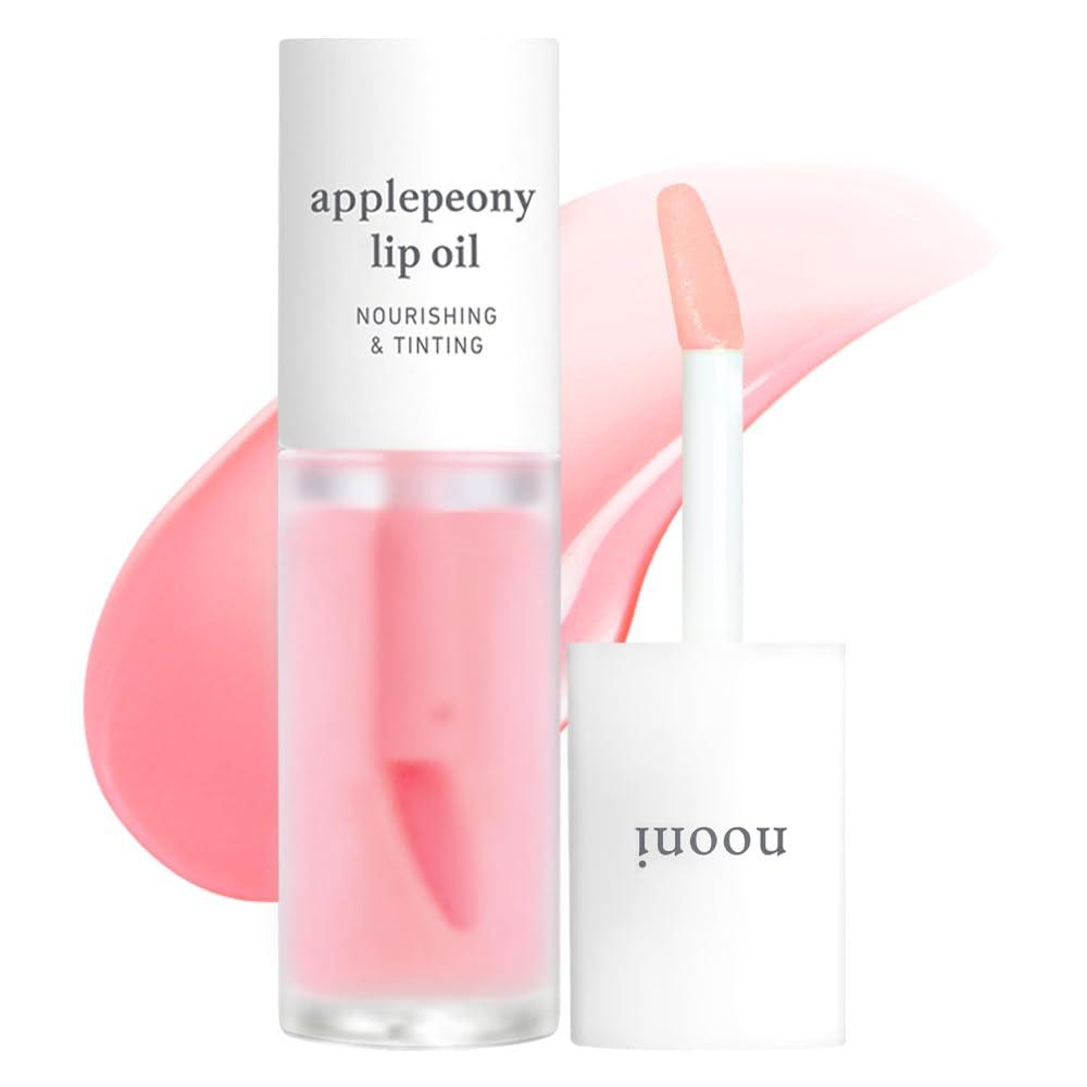NOONI NOONI Korean Vegan Lip Oil - Applepeony | Long-Lasting, Moisturizing, Plumping, Revitalizing for Dry Lips, Waterproof, No Peel Off, Korean Tint, 0.12 FL Oz