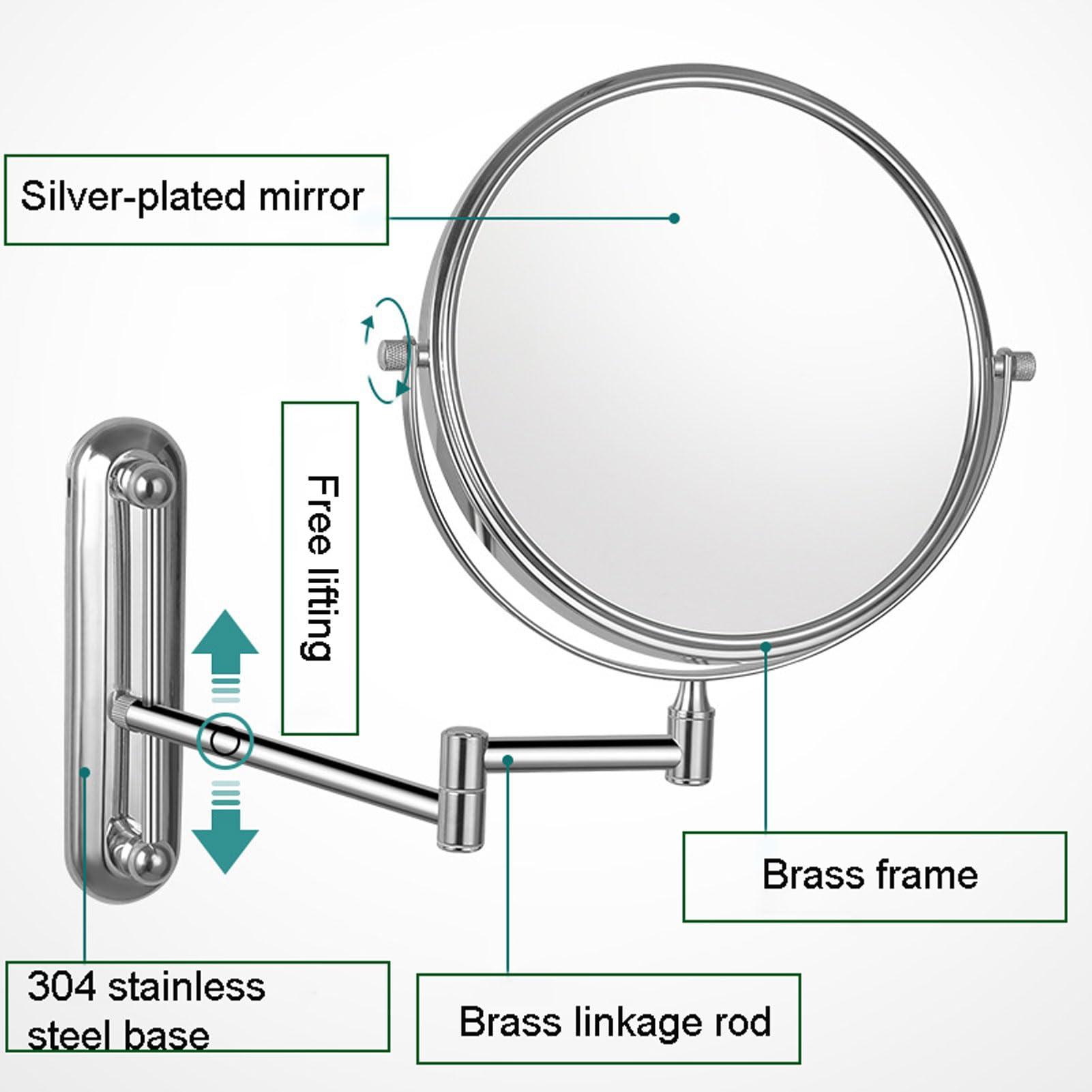 CarXs CarXs Makeup Mirror Wall Mounted Extra Long Arm, Cosmetic Mirror Magnification, Vanity Mirror 360 Swivel Extend and Fold, Double Sided Bathroom Shaving Mirror Magnifying Mirror Wall Mounted