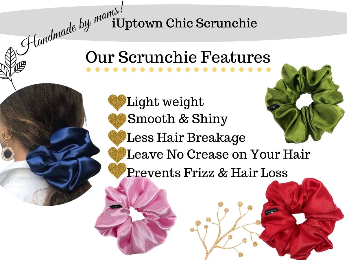 IUPTOWN CHIC Iuptown Chic Jumbo Oversized XL Satin Scrunchies for Women Girls, Frizz Prevention, Sleep Hair Holder Scrunchy, Large Elastic Ties Band for Ponytail Bun, Satin Hair Ties for Breakage Prevention (Teal)