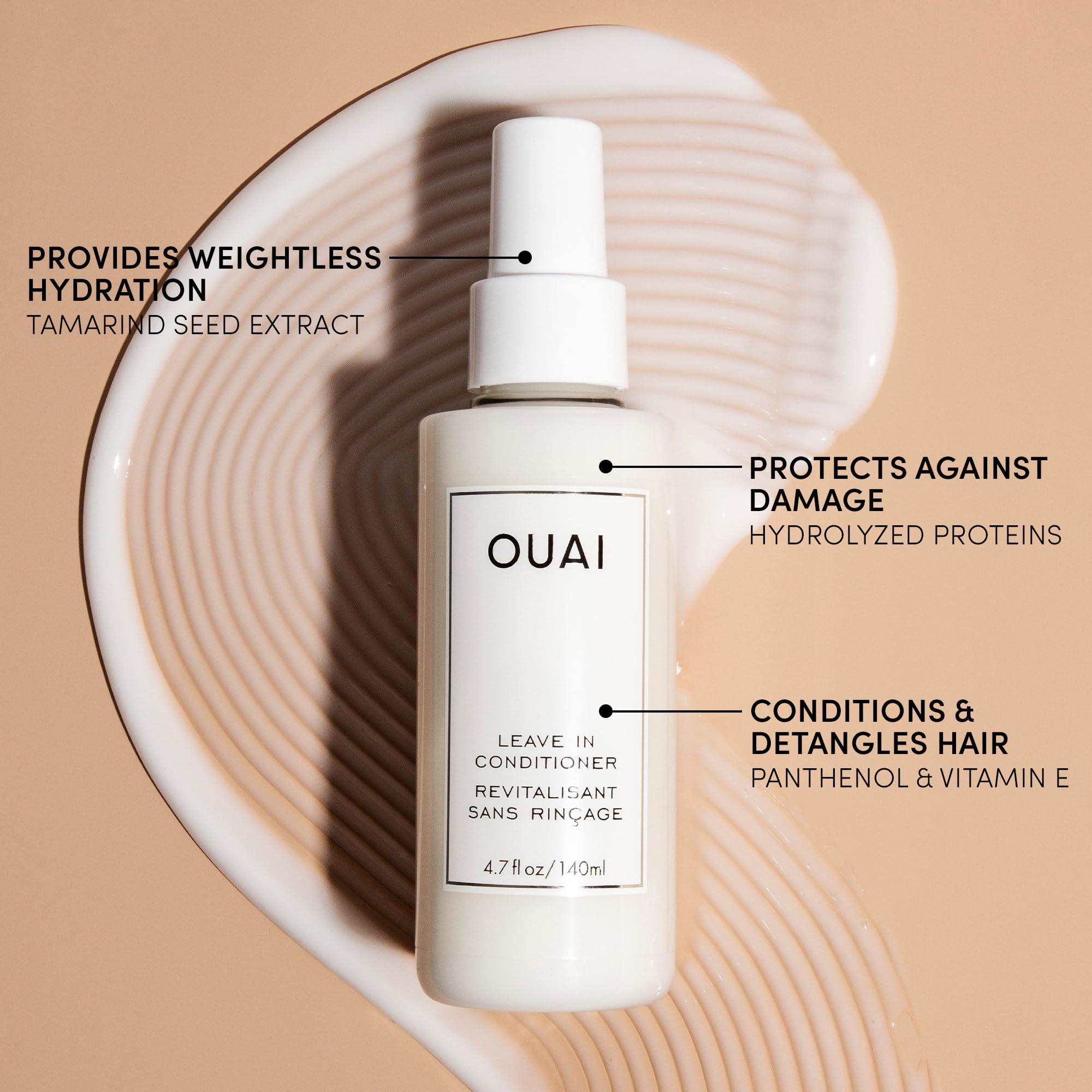 OUAI Haircare OUAI Leave In Conditioner & Heat Protectant Spray - Prime Hair for Style, Smooth Flyaways, Add Shine and Use as Detangling Spray - No Parabens, Sulfates or Phthalates (1.5 oz)