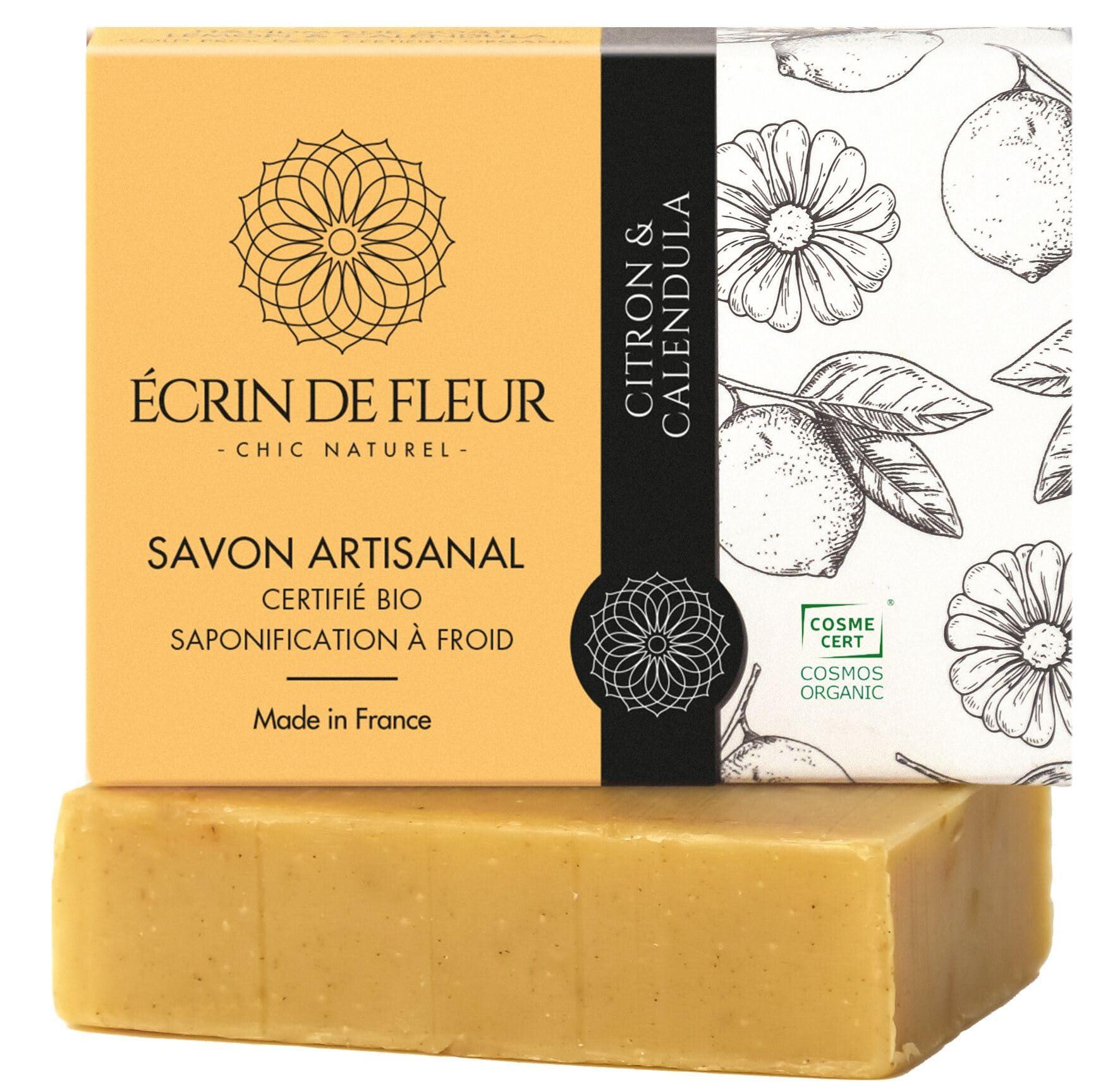 CRIN DE FLEUR CRIN DE FLEUR - Organic Lemon and Calendula Soap, French Artisan Soap Handcrafted in South France, 3.2 oz