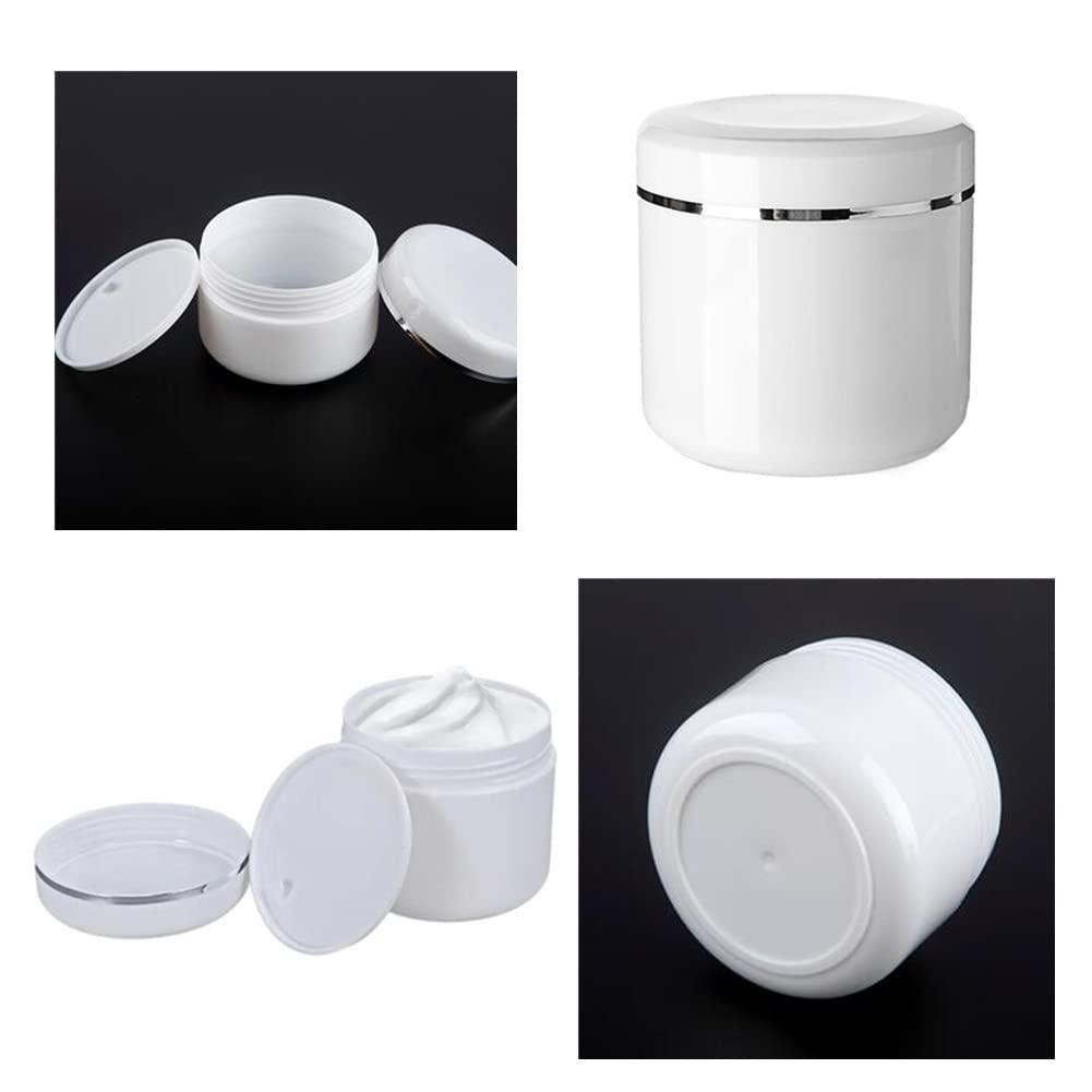 Honkenda 6 Pack Plastic Empty Cosmetic Containers with Lid, Portable 8 Oz 250ml Refillable Make-up Face Cream Jars Case for Body Scrub Mask Lotion Storage Pot (White)