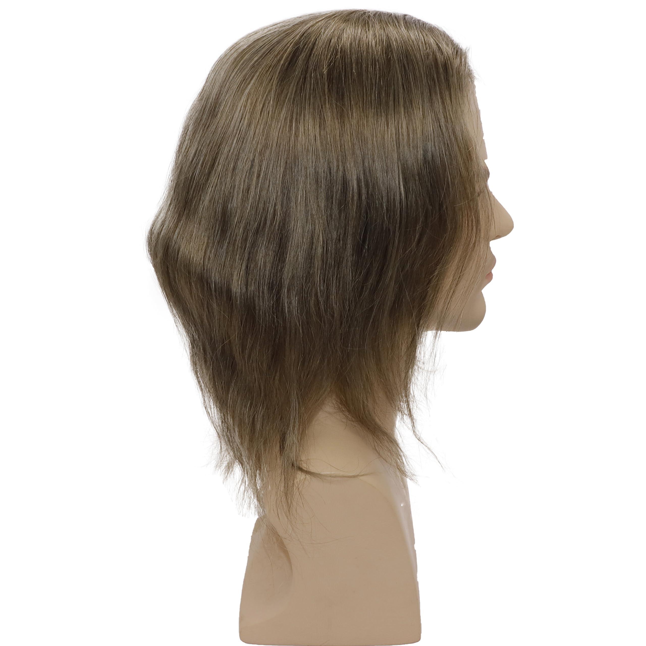 Lishy Lishy 14inch Long Hair Replacement System for Mens Toupee 100% European Virgin Human Hair Pieces Lace Front Man Wigs Men Hairpieces 10x8inches (Straight, #17 Light Blonde Brown Color)